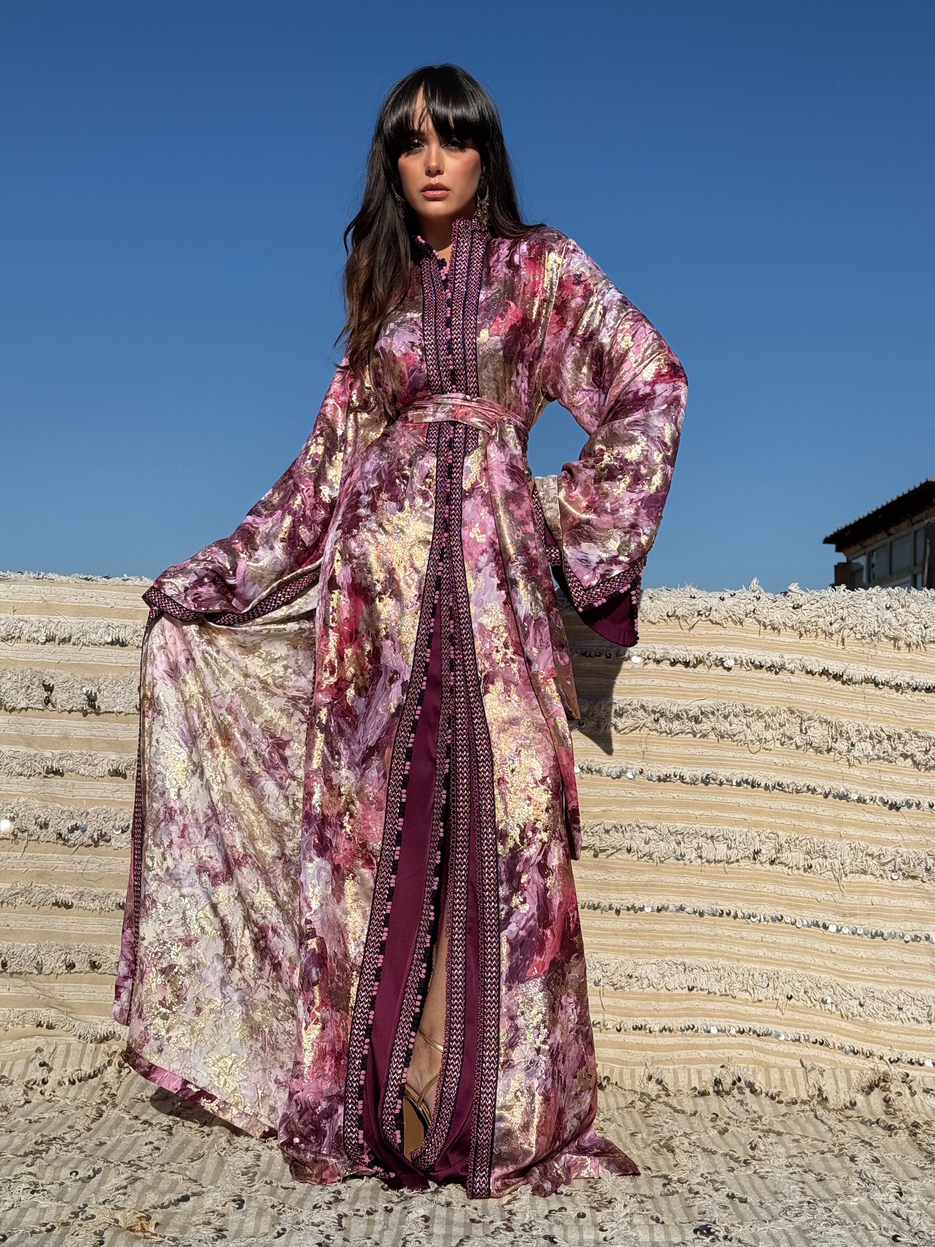 DEEMA TWO-PIECE SILK KAFTAN