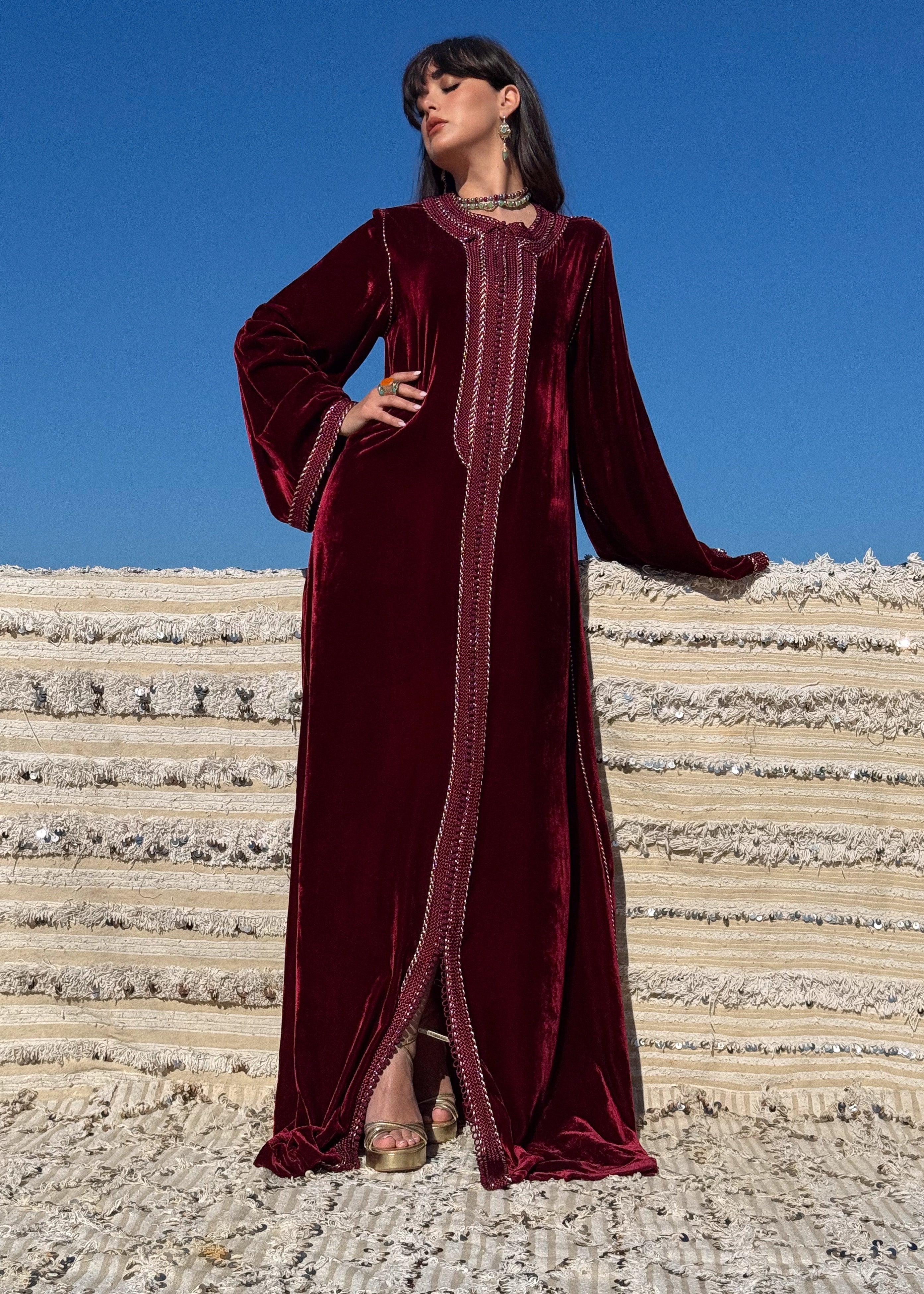 SAMA SILK VELVET KAFTAN