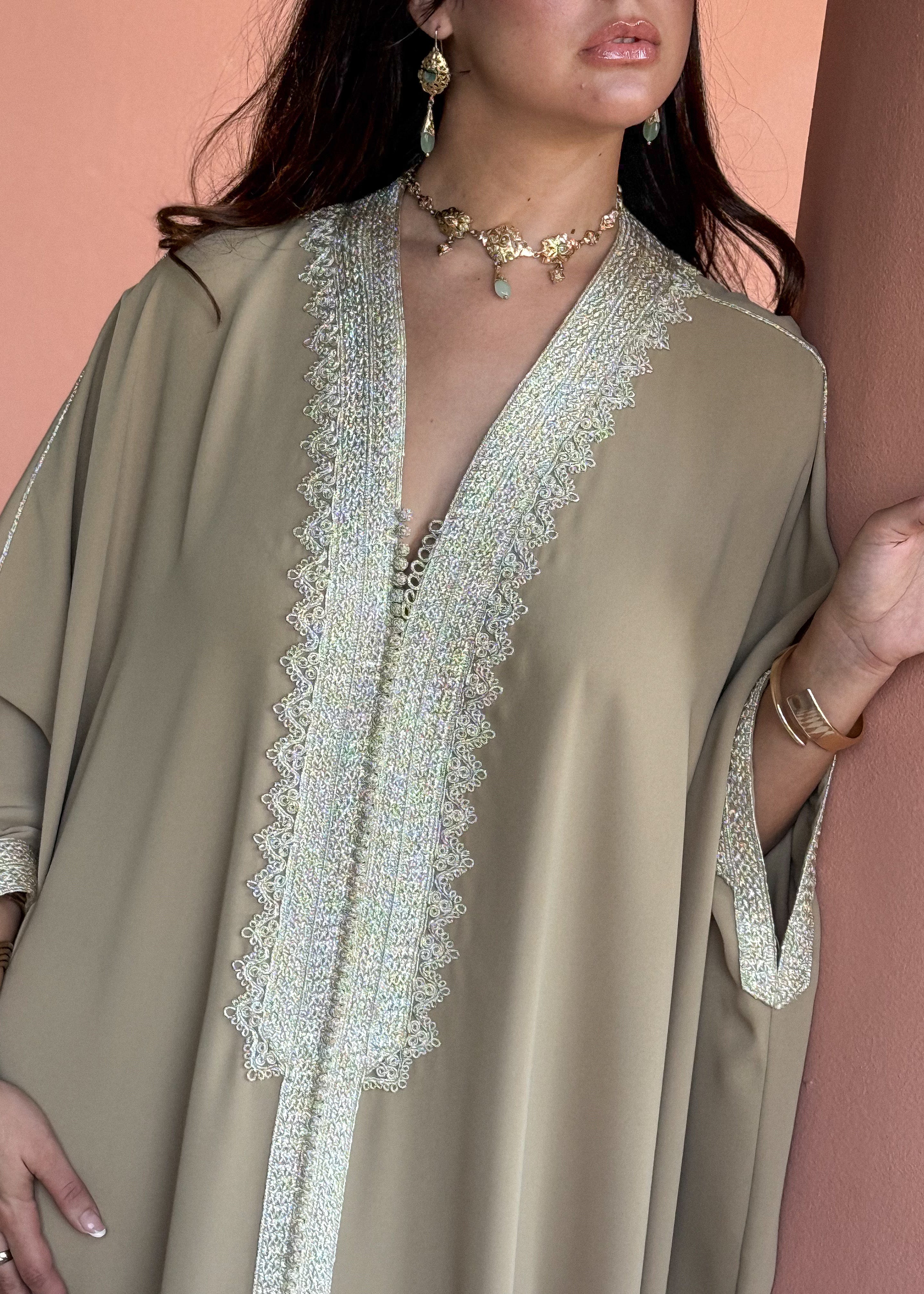 AFAF OVERSIZED CREPE KAFTAN HAND EMBROIDERED