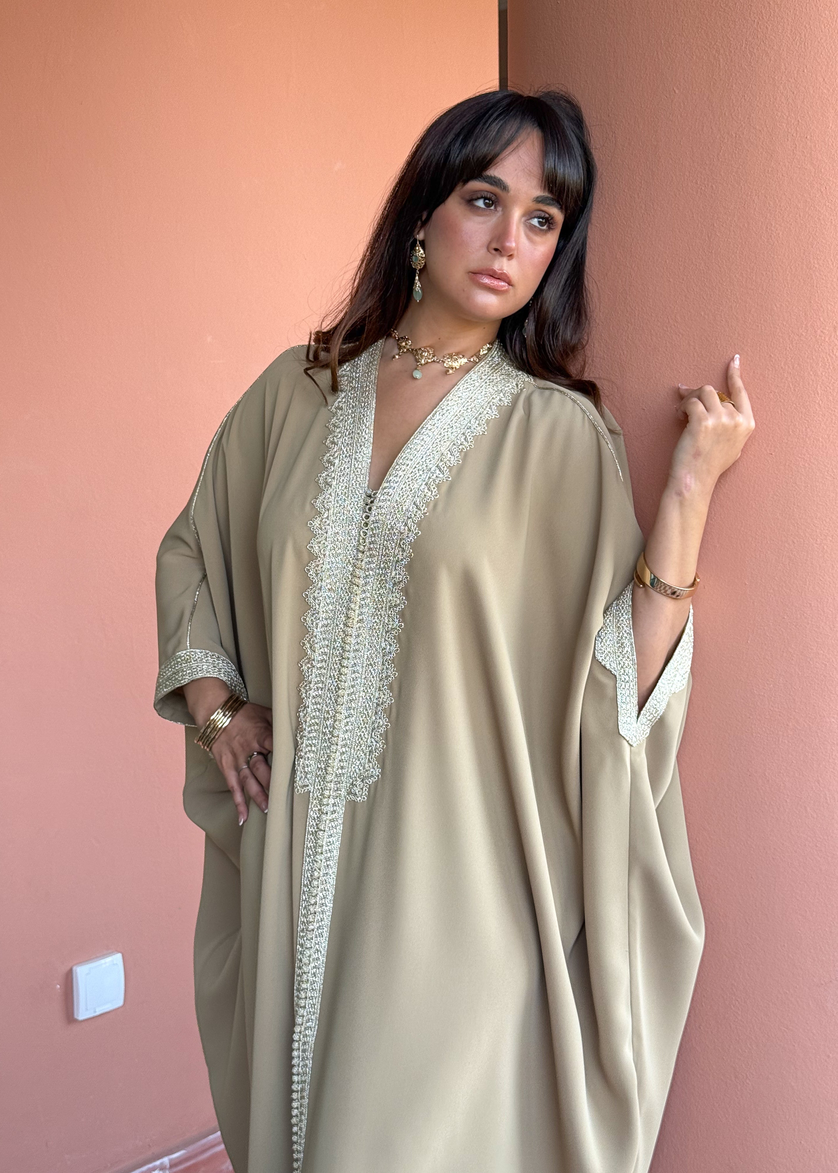 AFAF OVERSIZED CREPE KAFTAN HAND EMBROIDERED