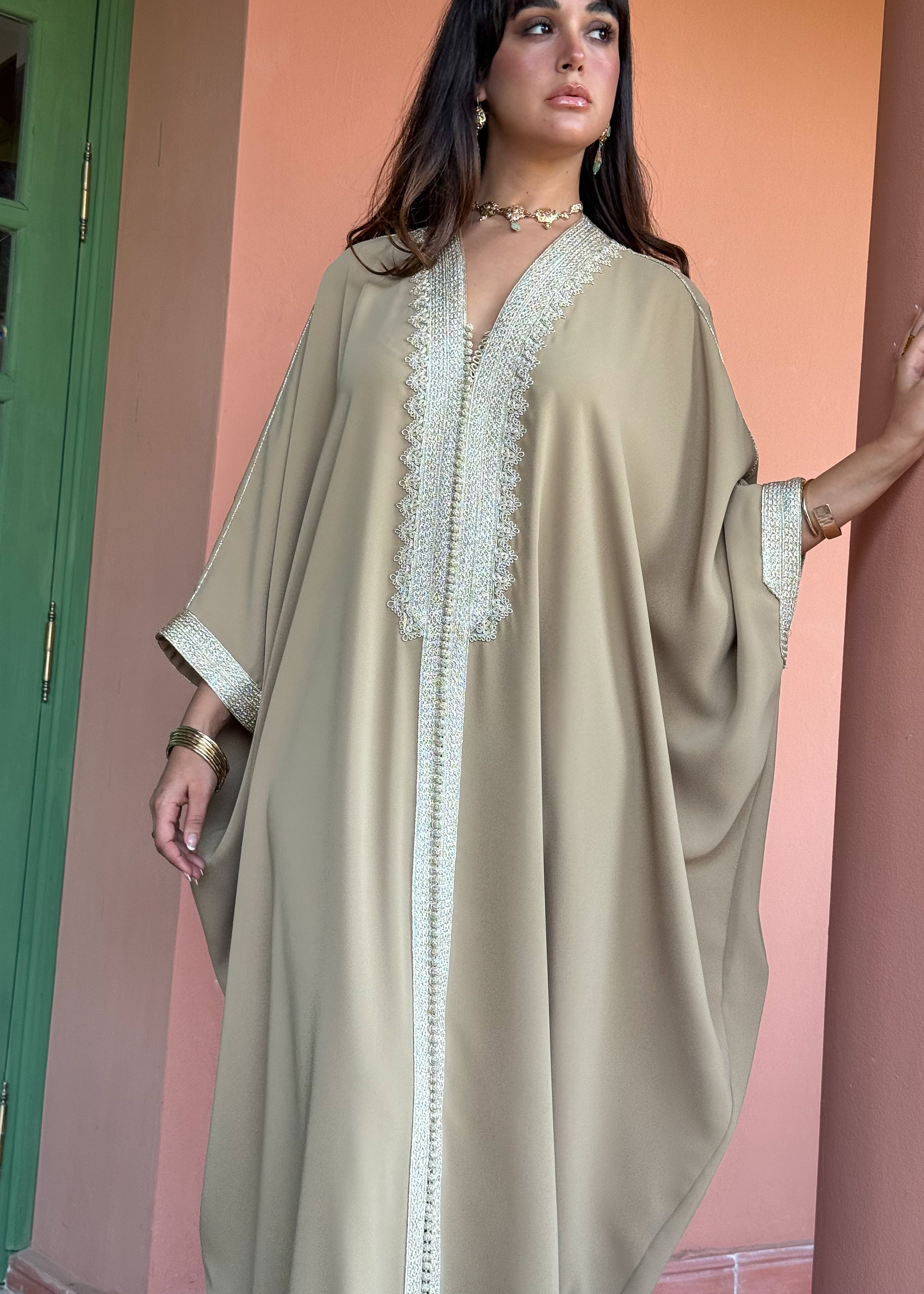 AFAF OVERSIZED CREPE KAFTAN HAND EMBROIDERED