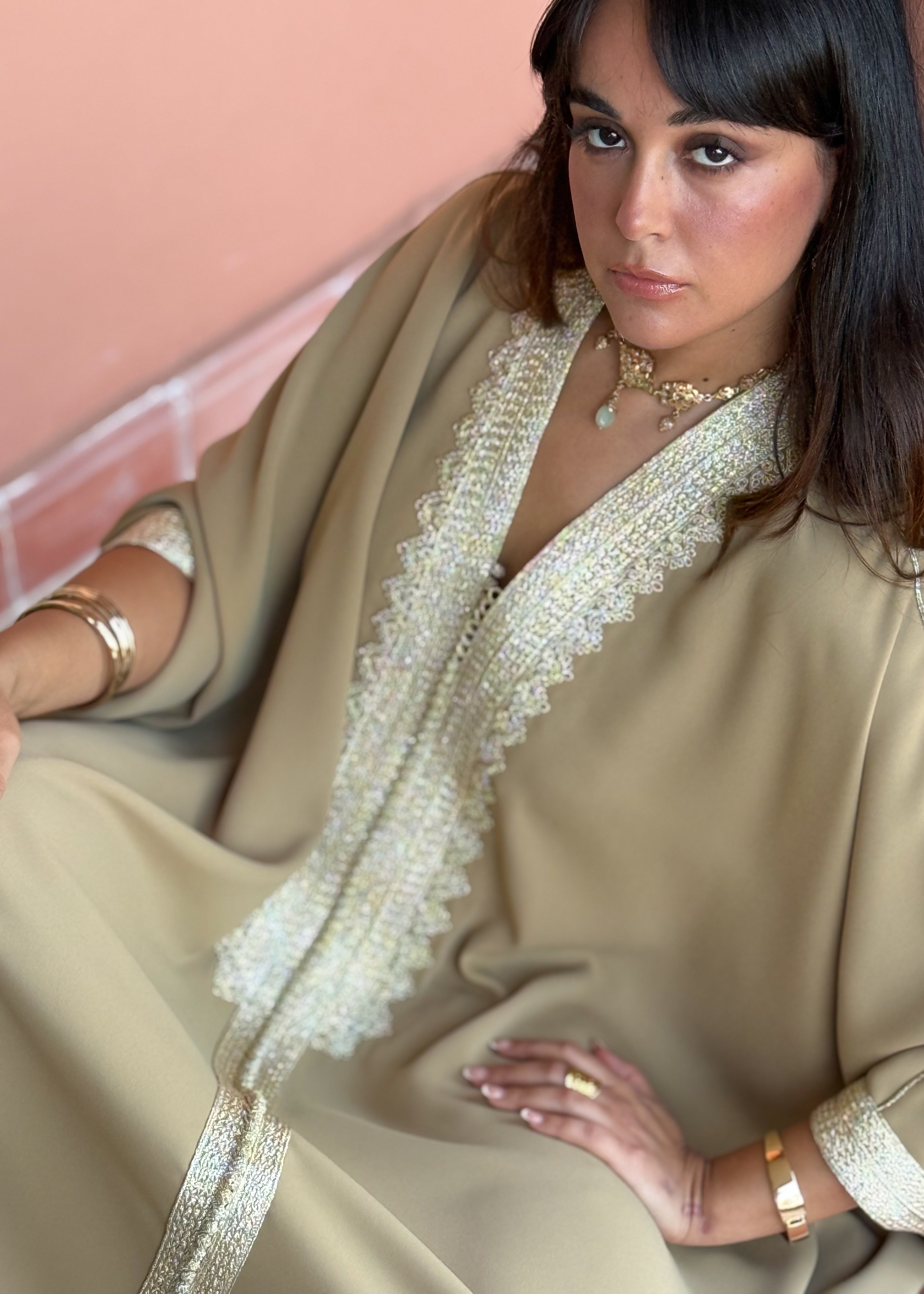 AFAF OVERSIZED CREPE KAFTAN HAND EMBROIDERED