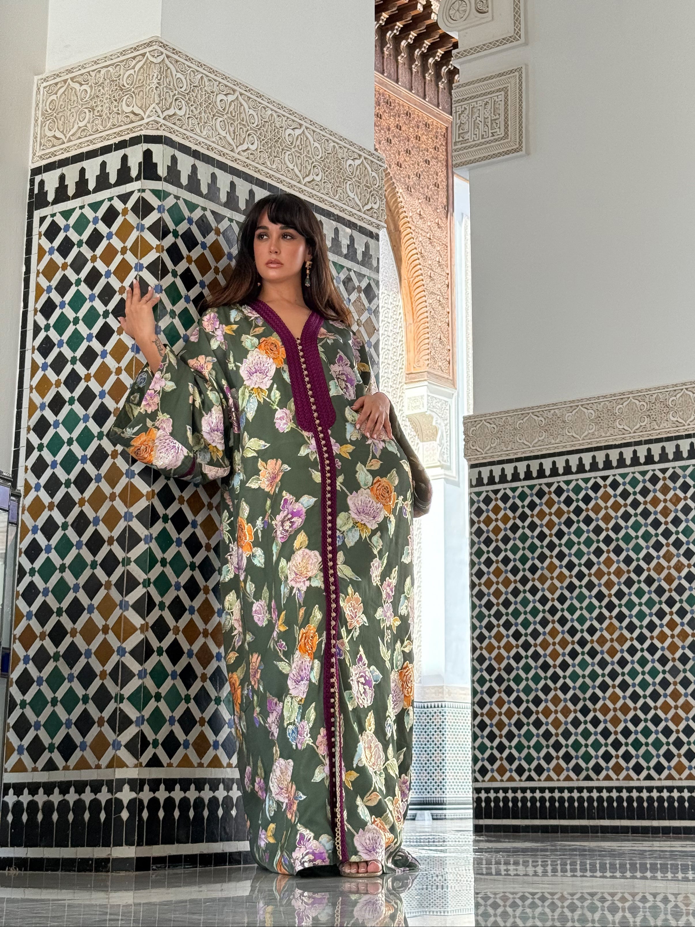 HANA SILK FLORAL KAFTAN