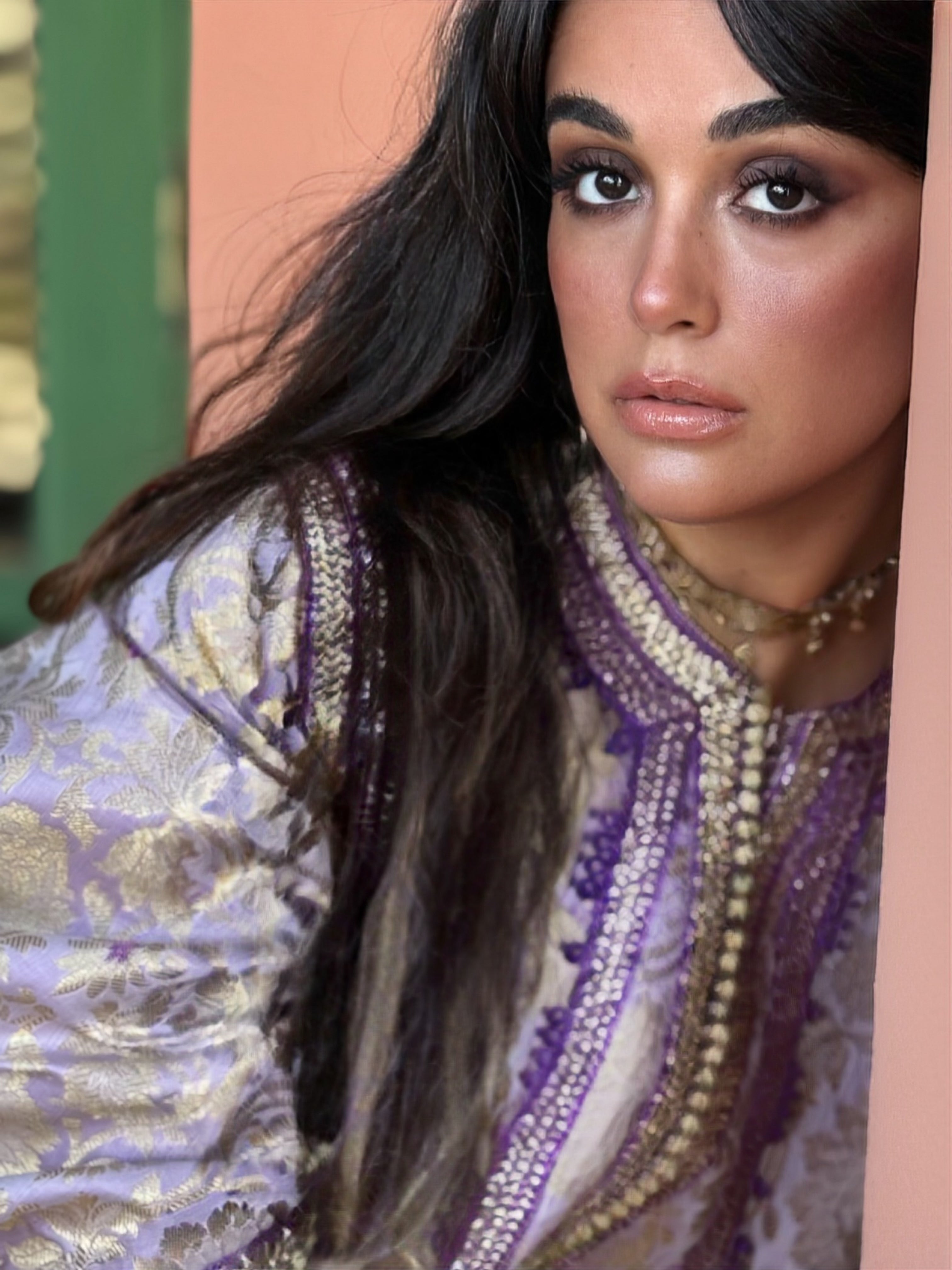 RAWIA SILK BROCADE KAFTAN WITH HANDMADE EMBROIDERIES