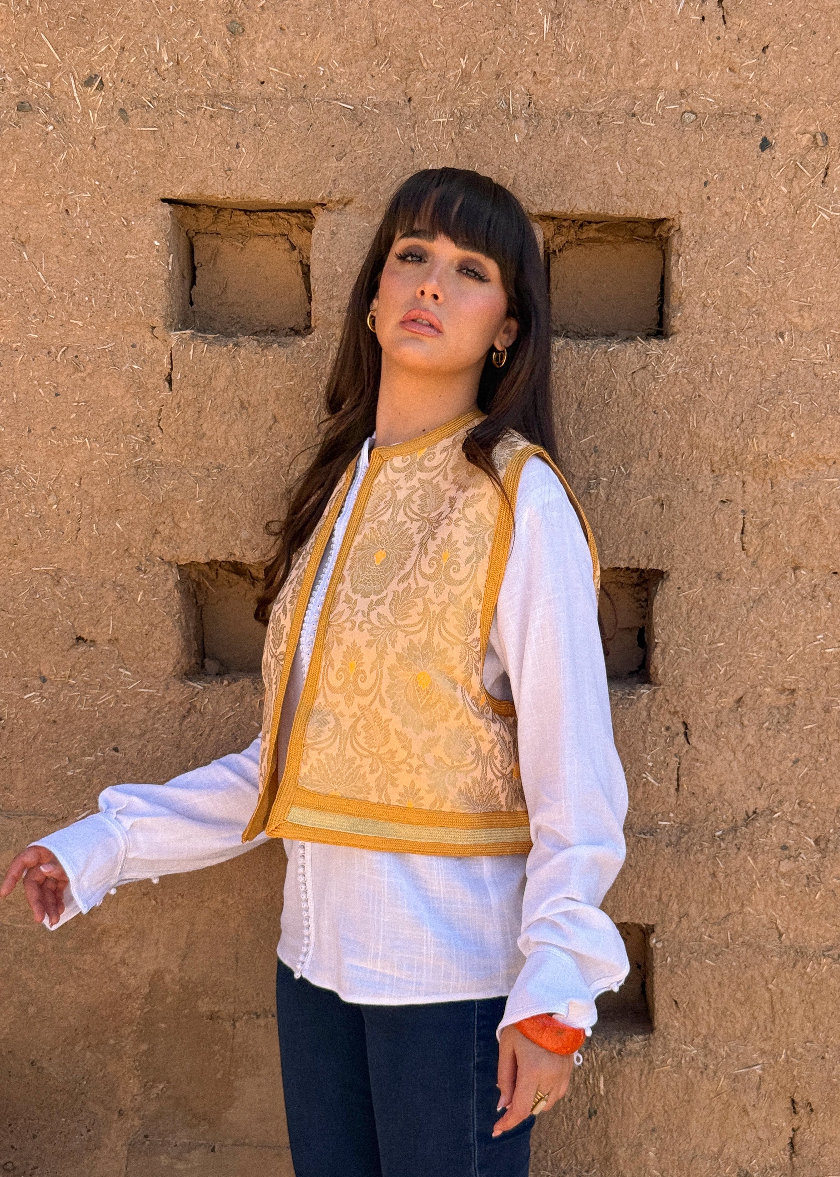 HOSNI SILK BROCADE GILET