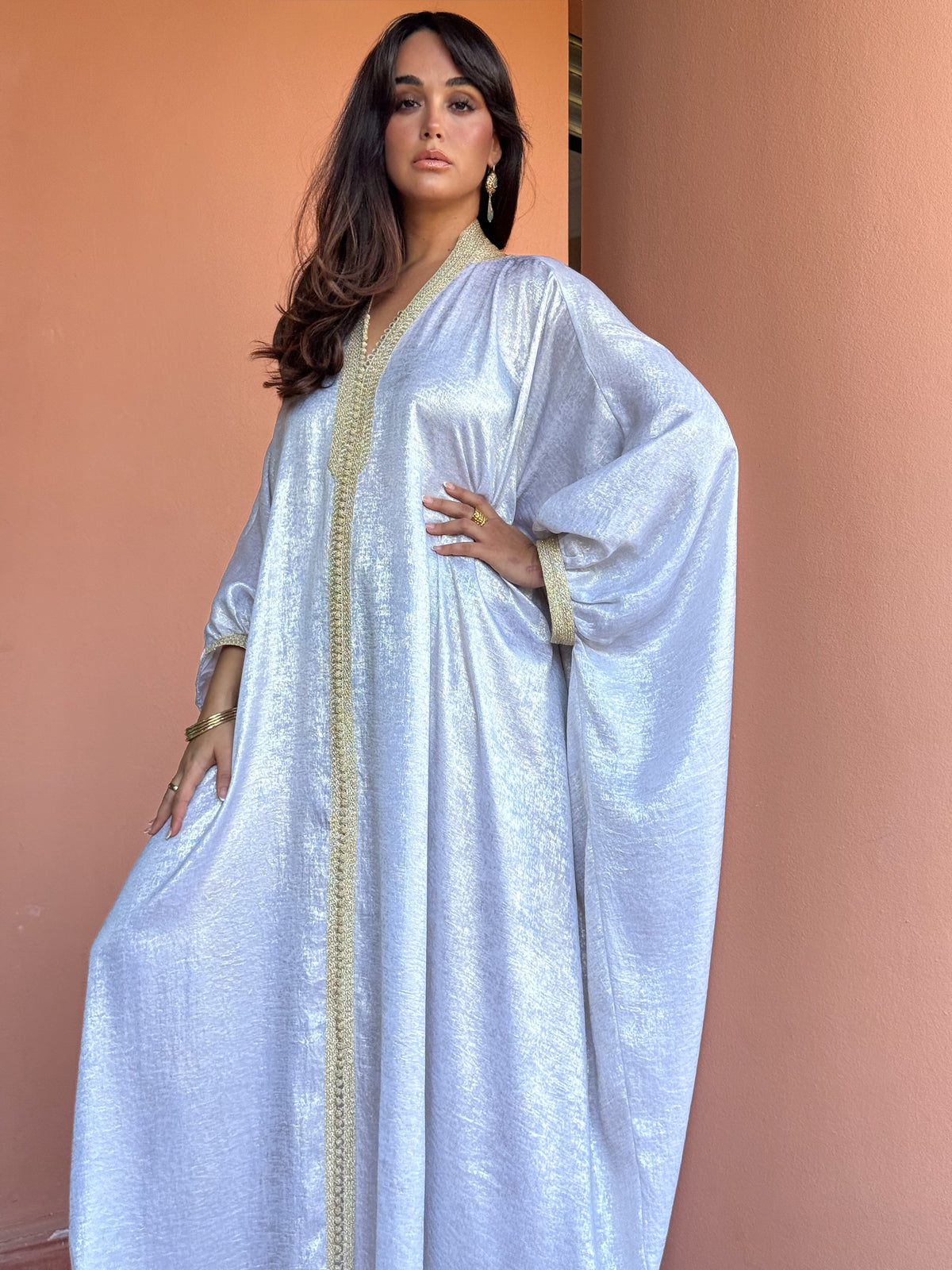 Noof Oversized Shimmering Crepe Kaftan by Moroccan Touch