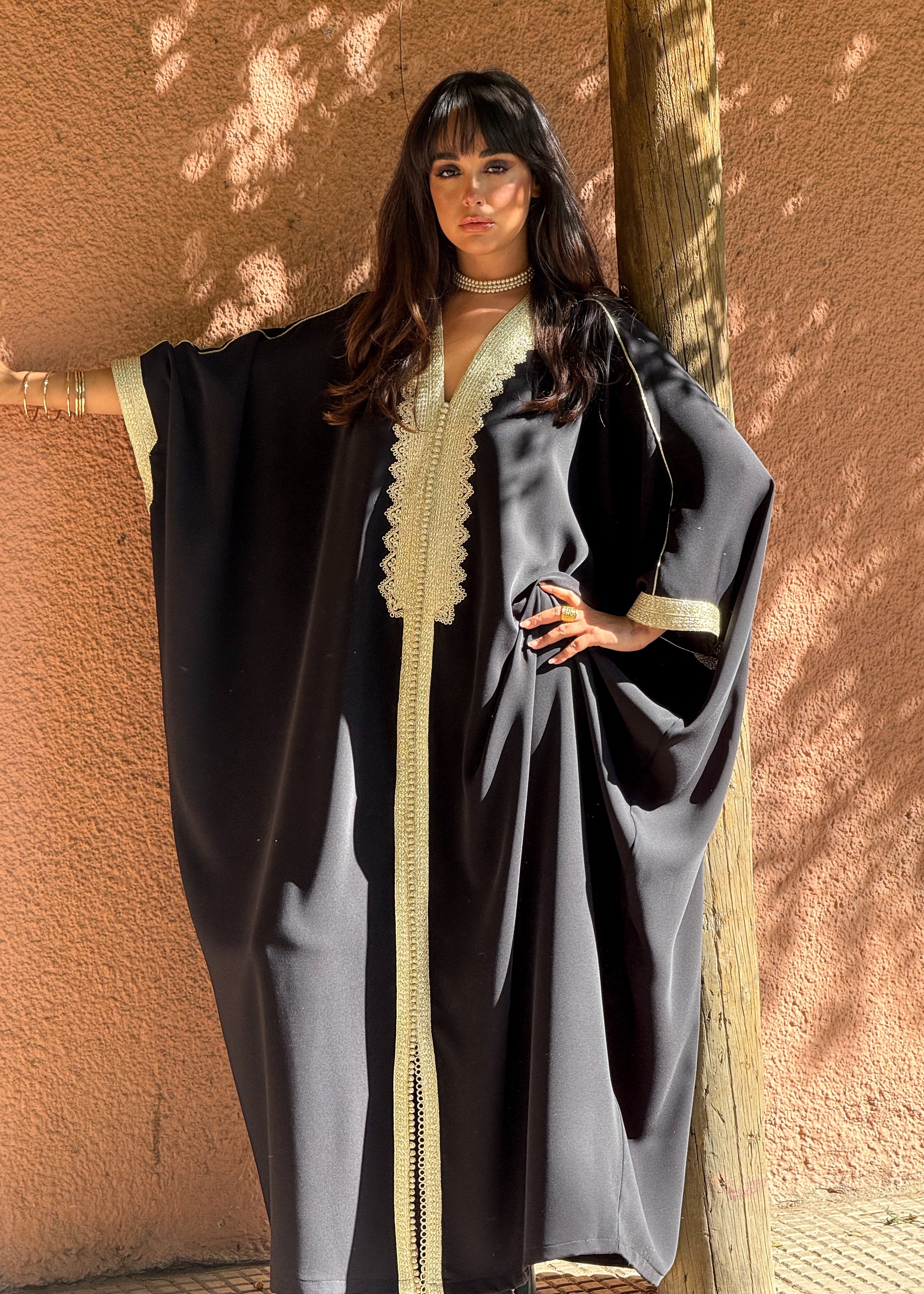 AFAF OVERSIZED CREPE KAFTAN HAND EMBROIDERED