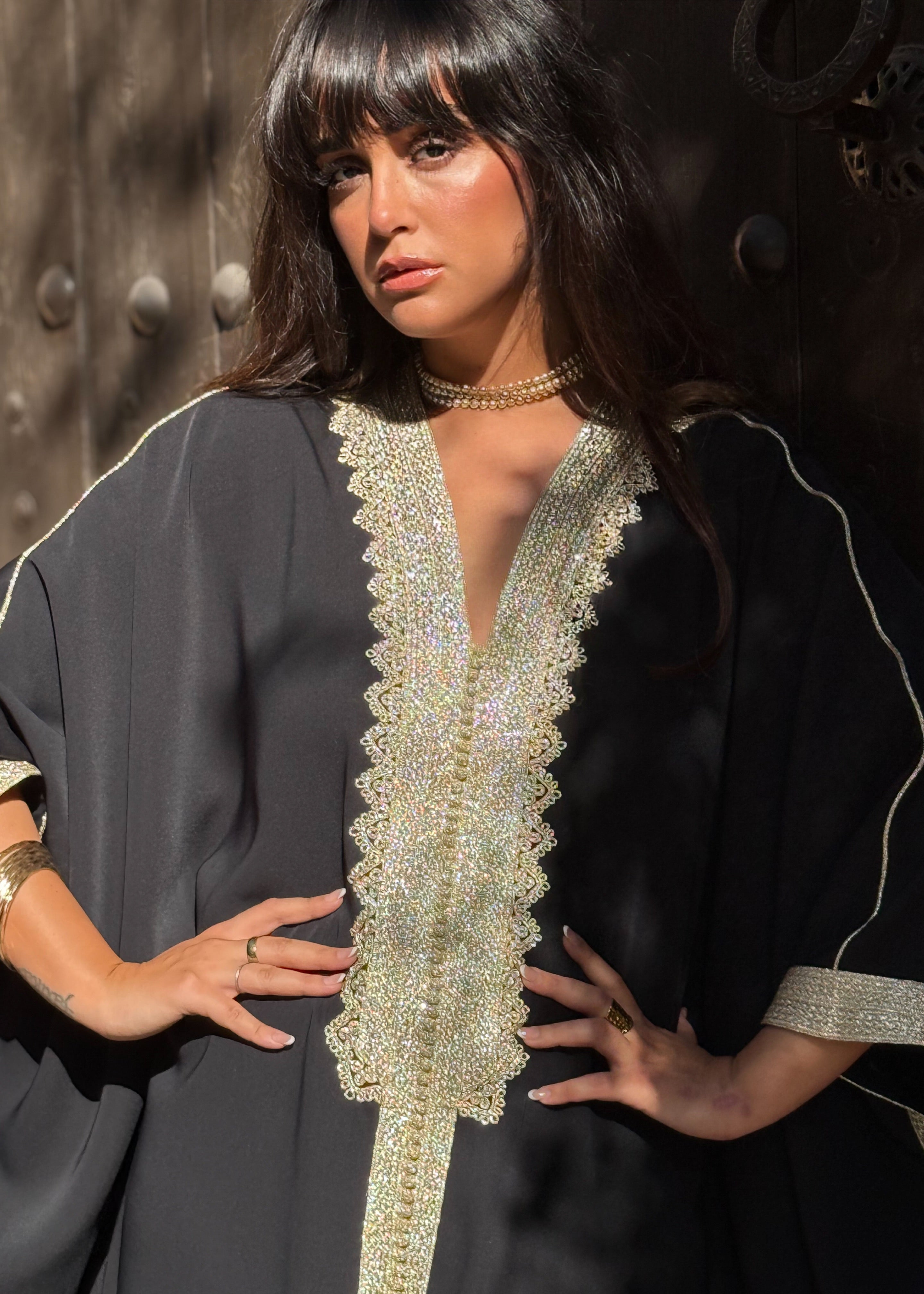 AFAF OVERSIZED CREPE KAFTAN HAND EMBROIDERED