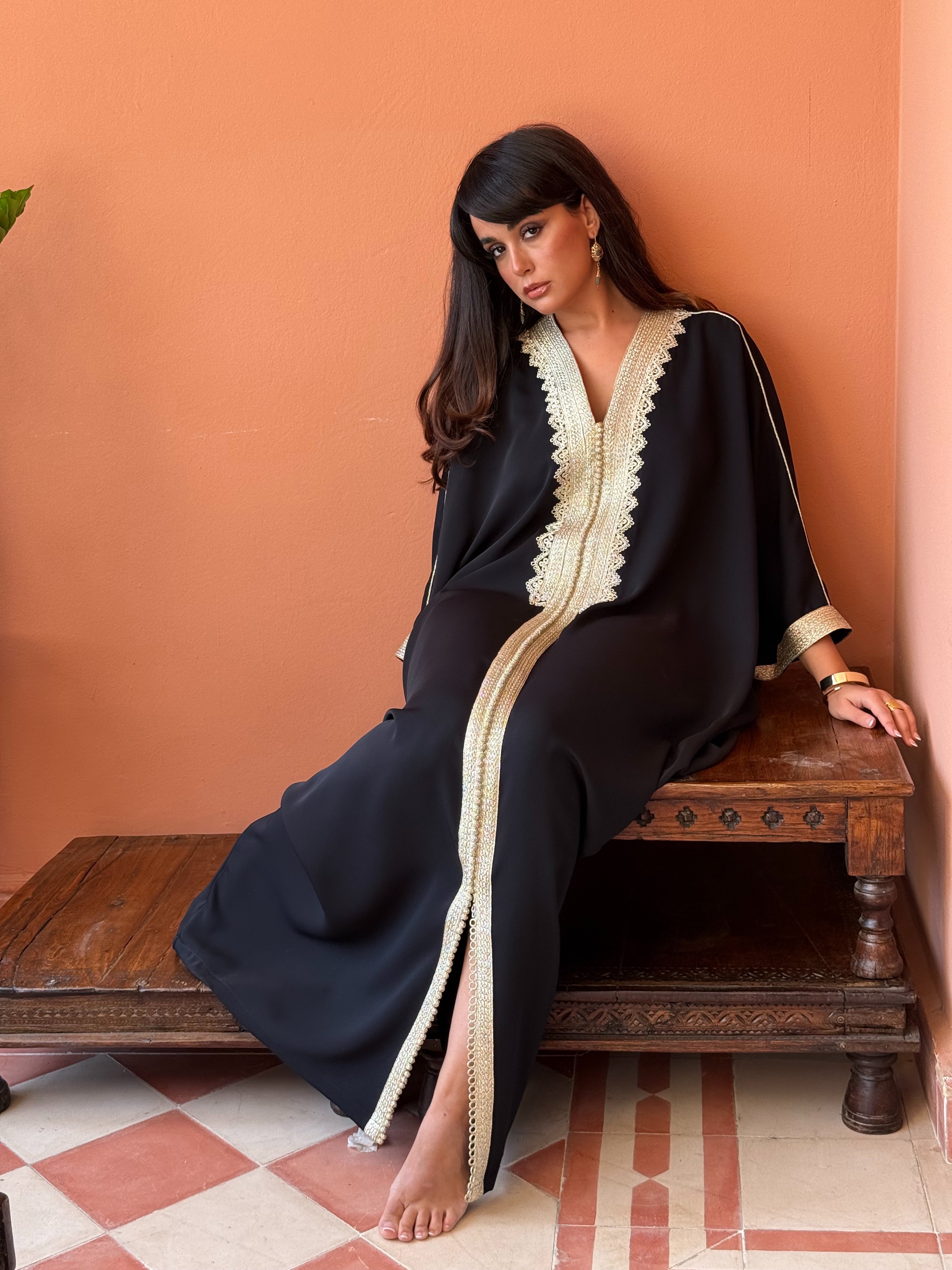 AFAF OVERSIZED CREPE KAFTAN HAND EMBROIDERED