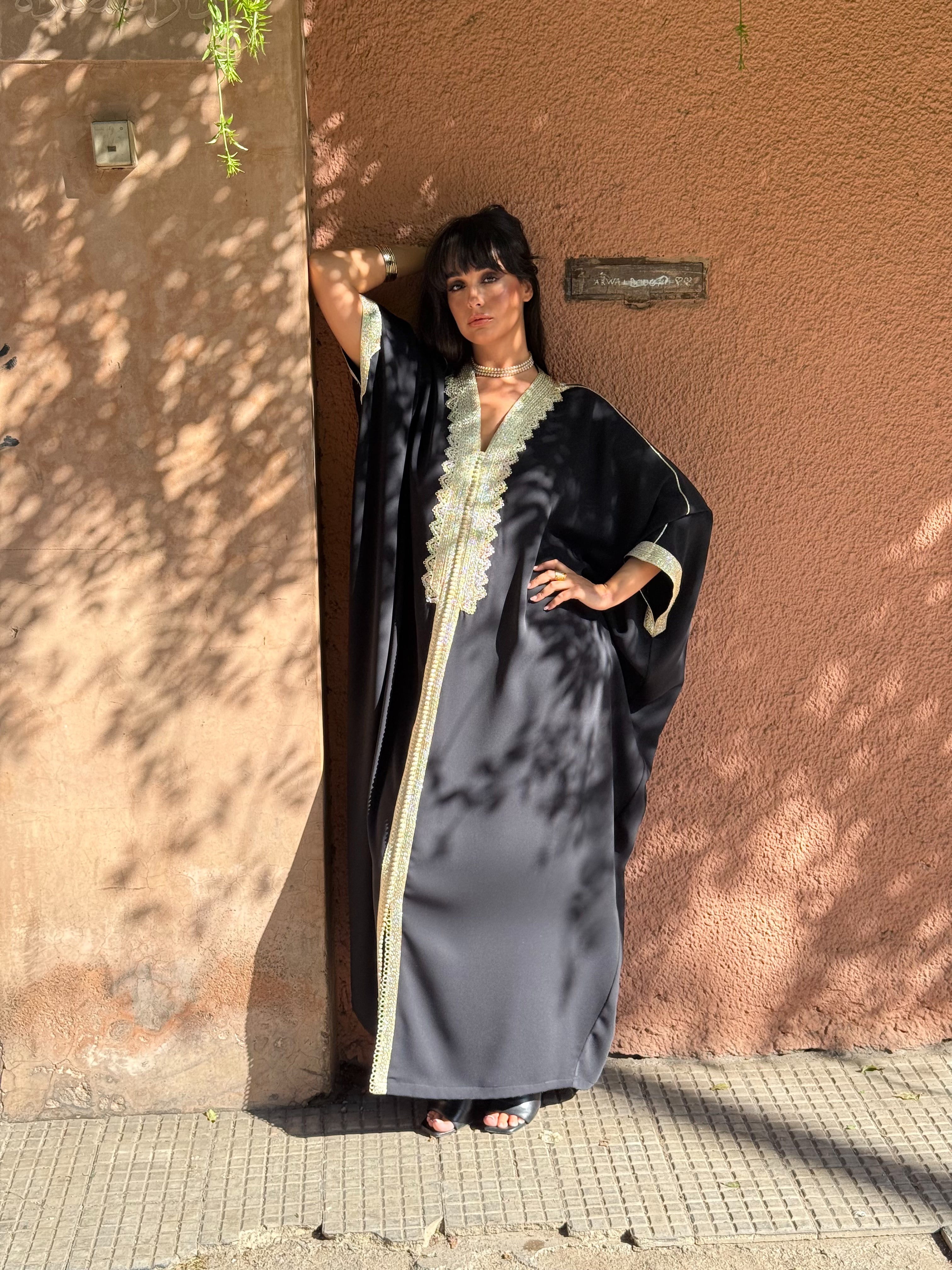 AFAF OVERSIZED CREPE KAFTAN HAND EMBROIDERED