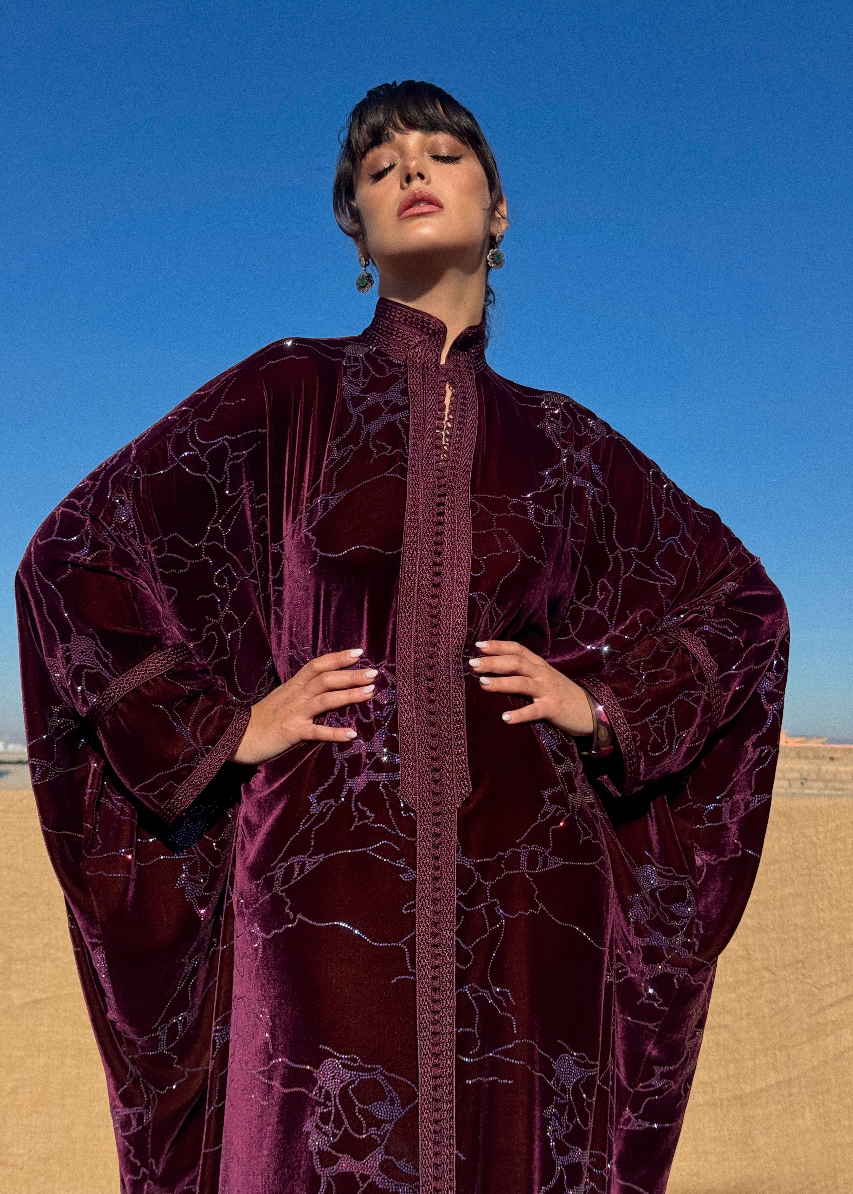 DONNA SILK VELVET KAFTAN