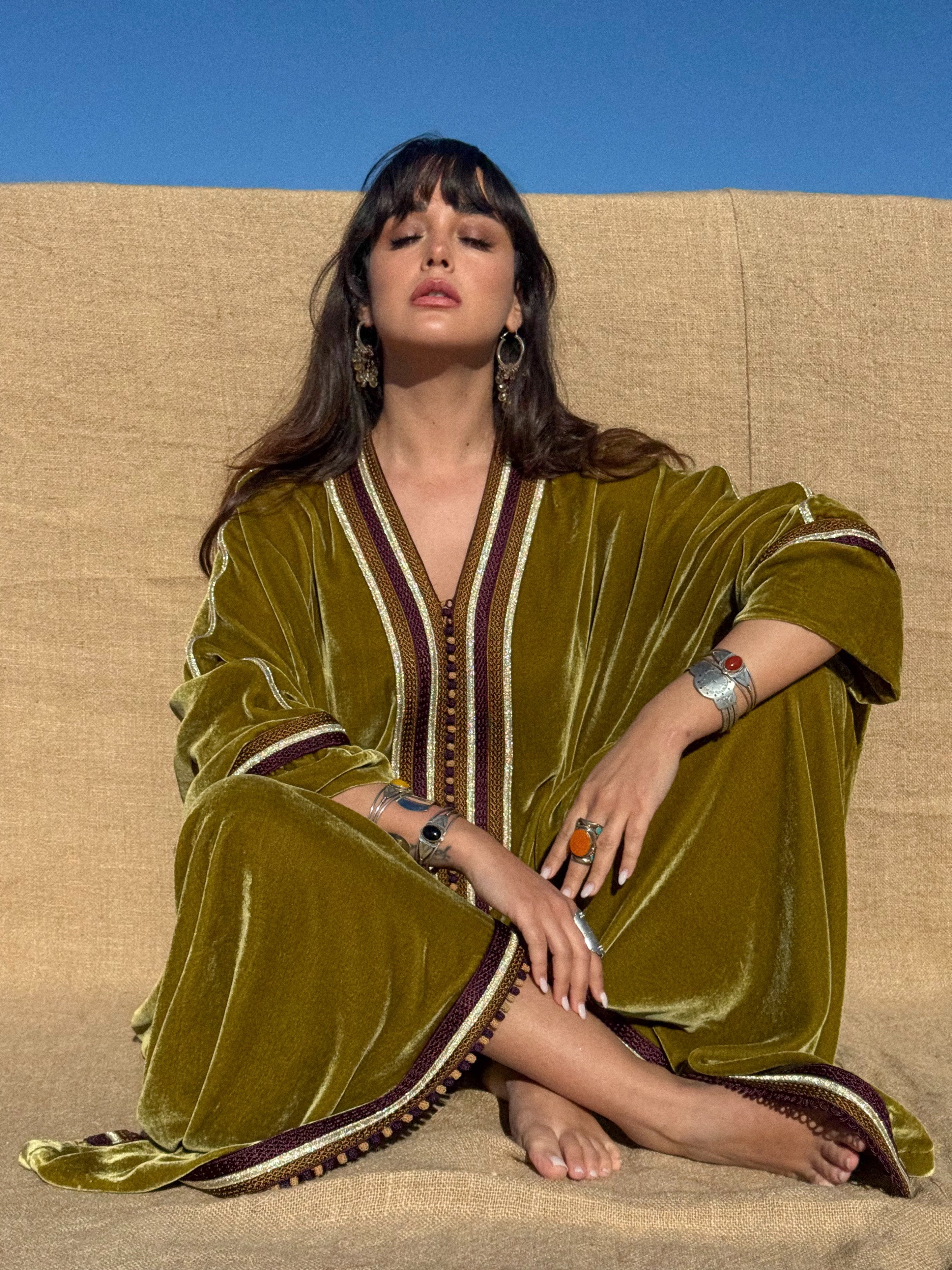 NAILA SILK VELVET KAFTAN