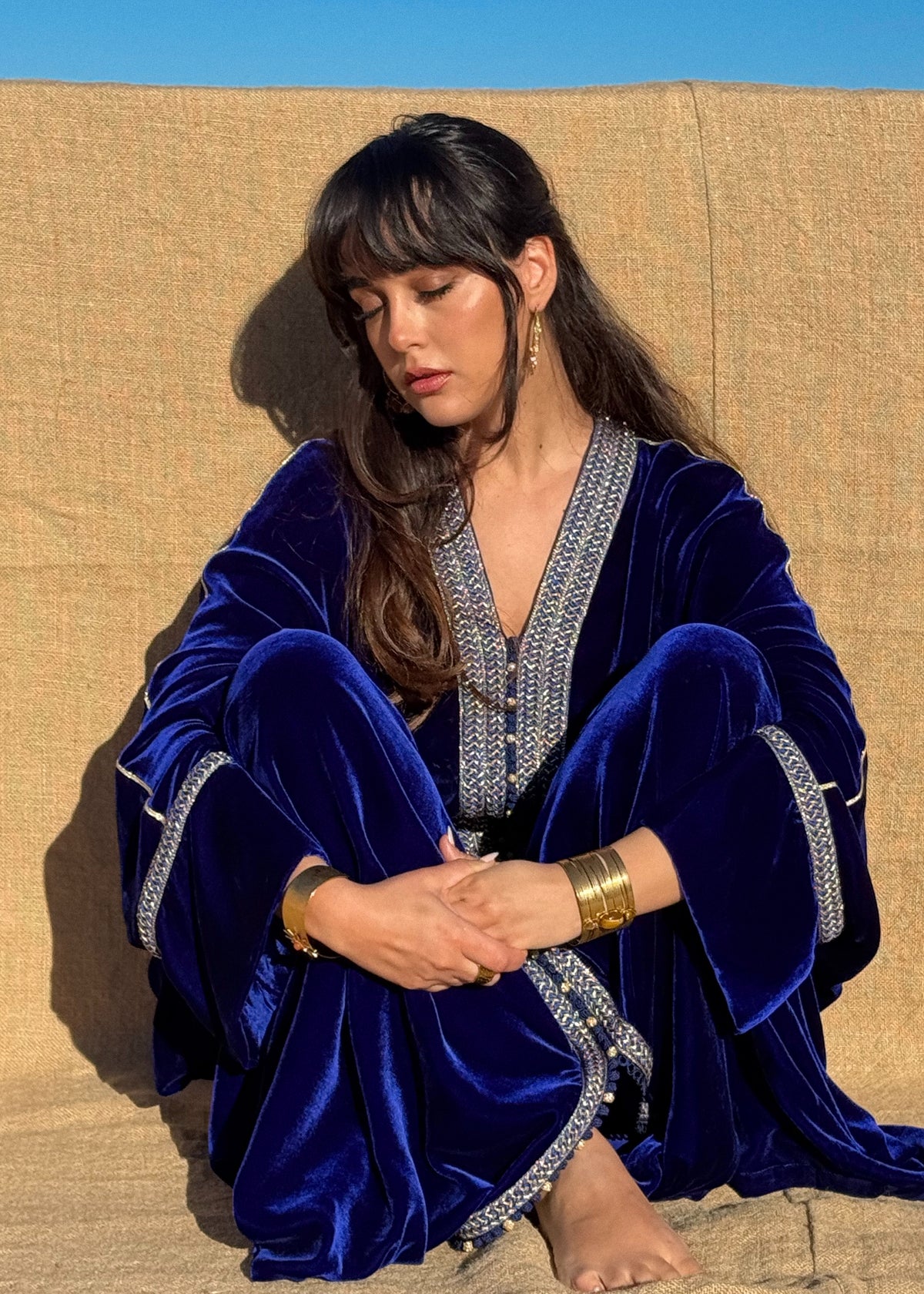 Latifa Silk Velvet Kaftan by Moroccan Touch