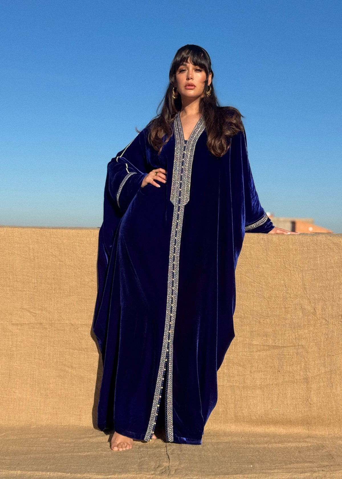 Latifa Silk Velvet Kaftan by Moroccan Touch