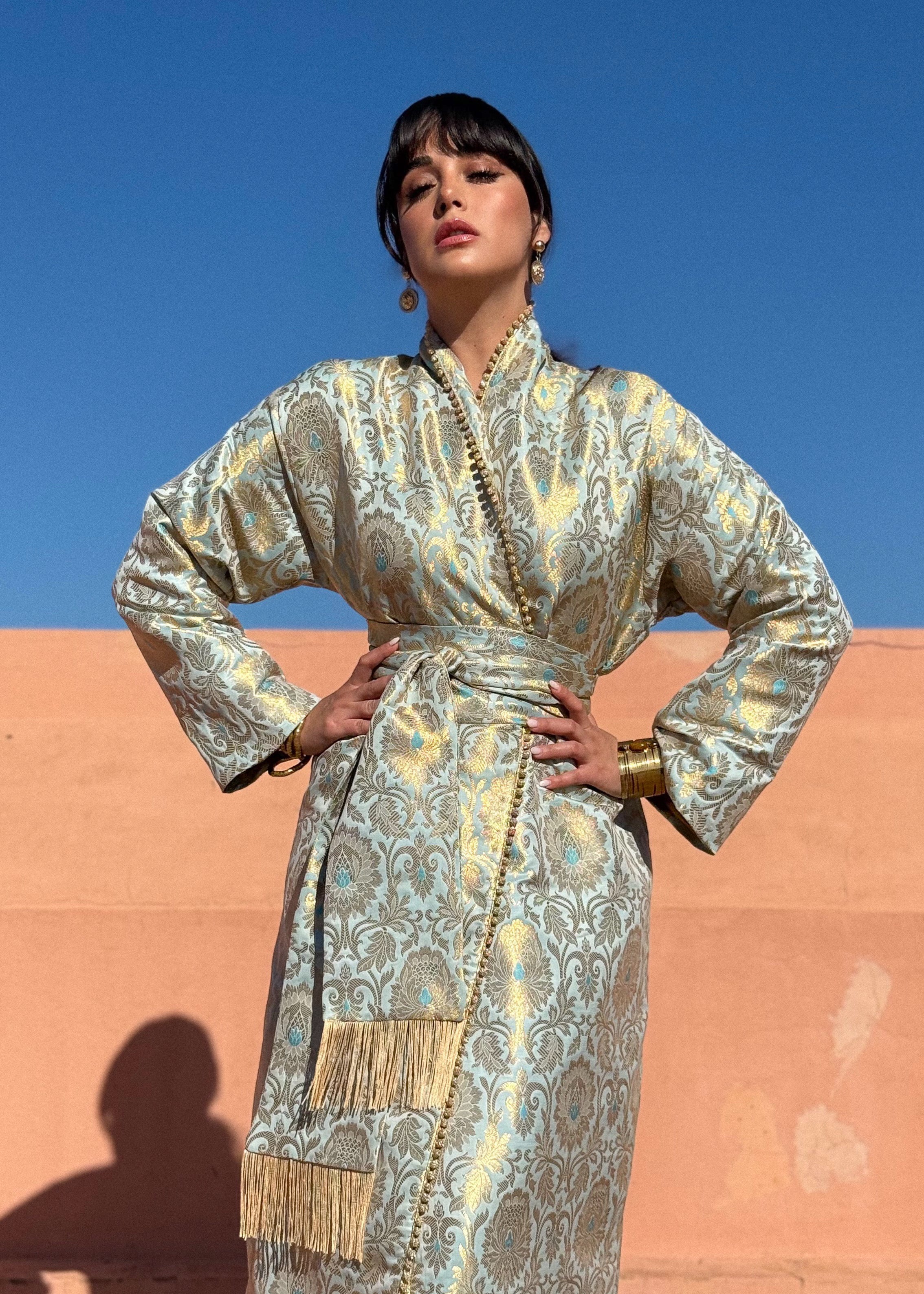 MAHA SILK BROCADE KAFTAN KIMONO