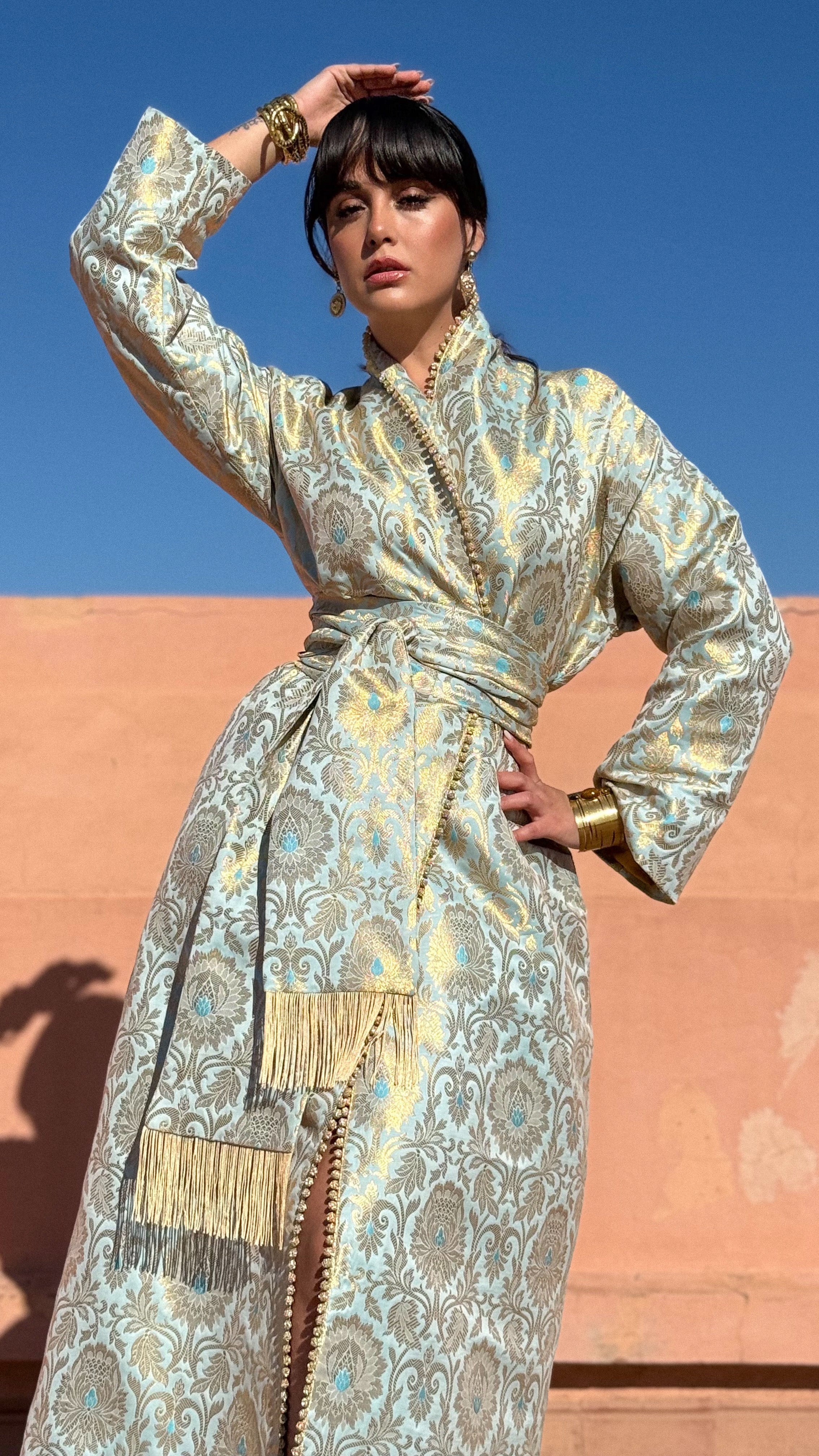 MAHA SILK BROCADE KAFTAN KIMONO