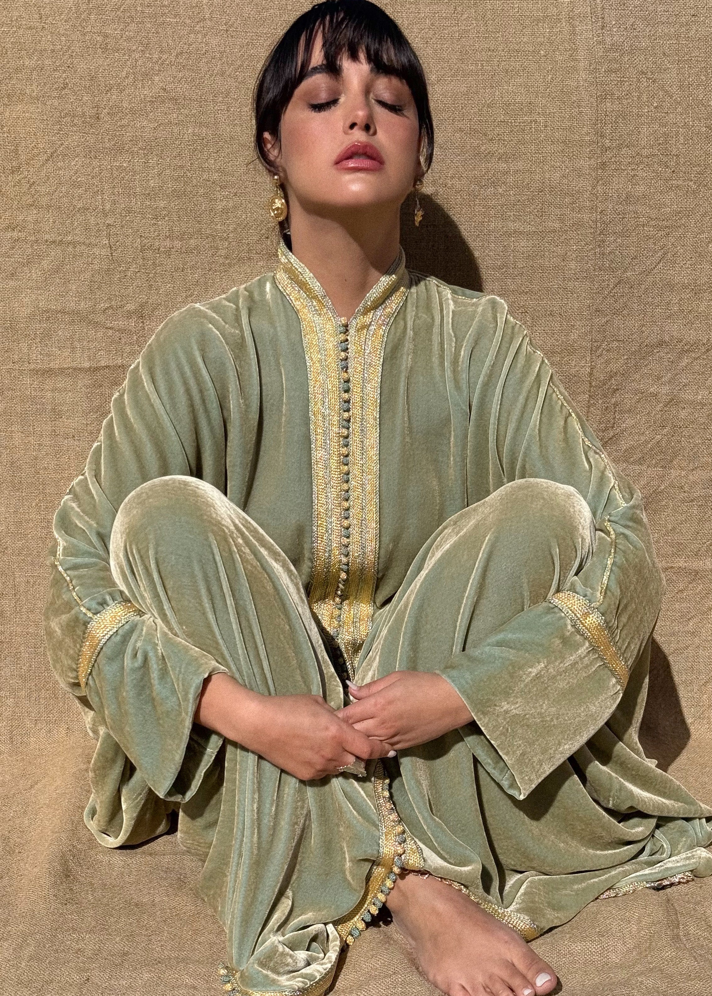 ABEER SILK VELVET KAFTAN