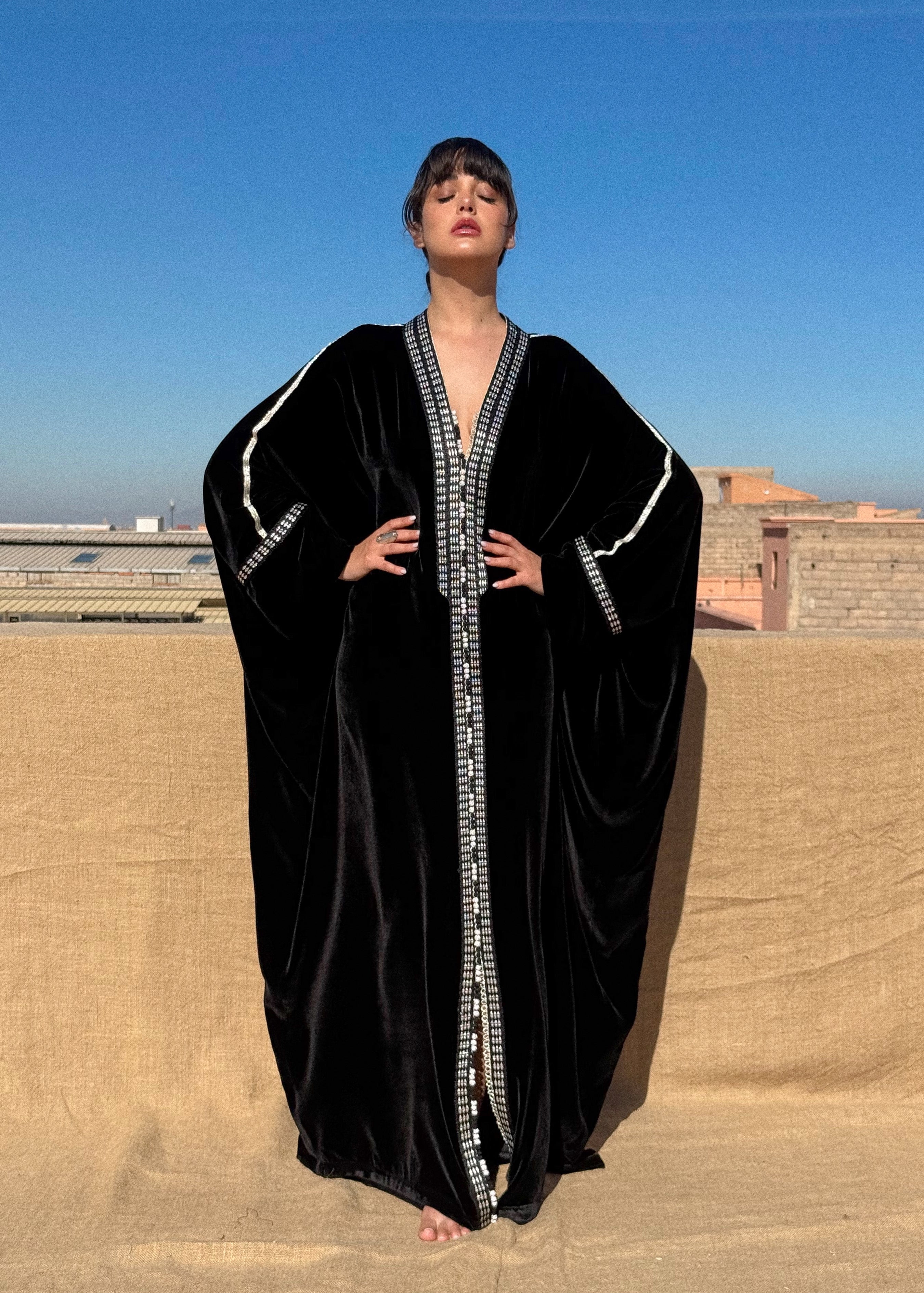 MARIA SILK VELVET KAFTAN