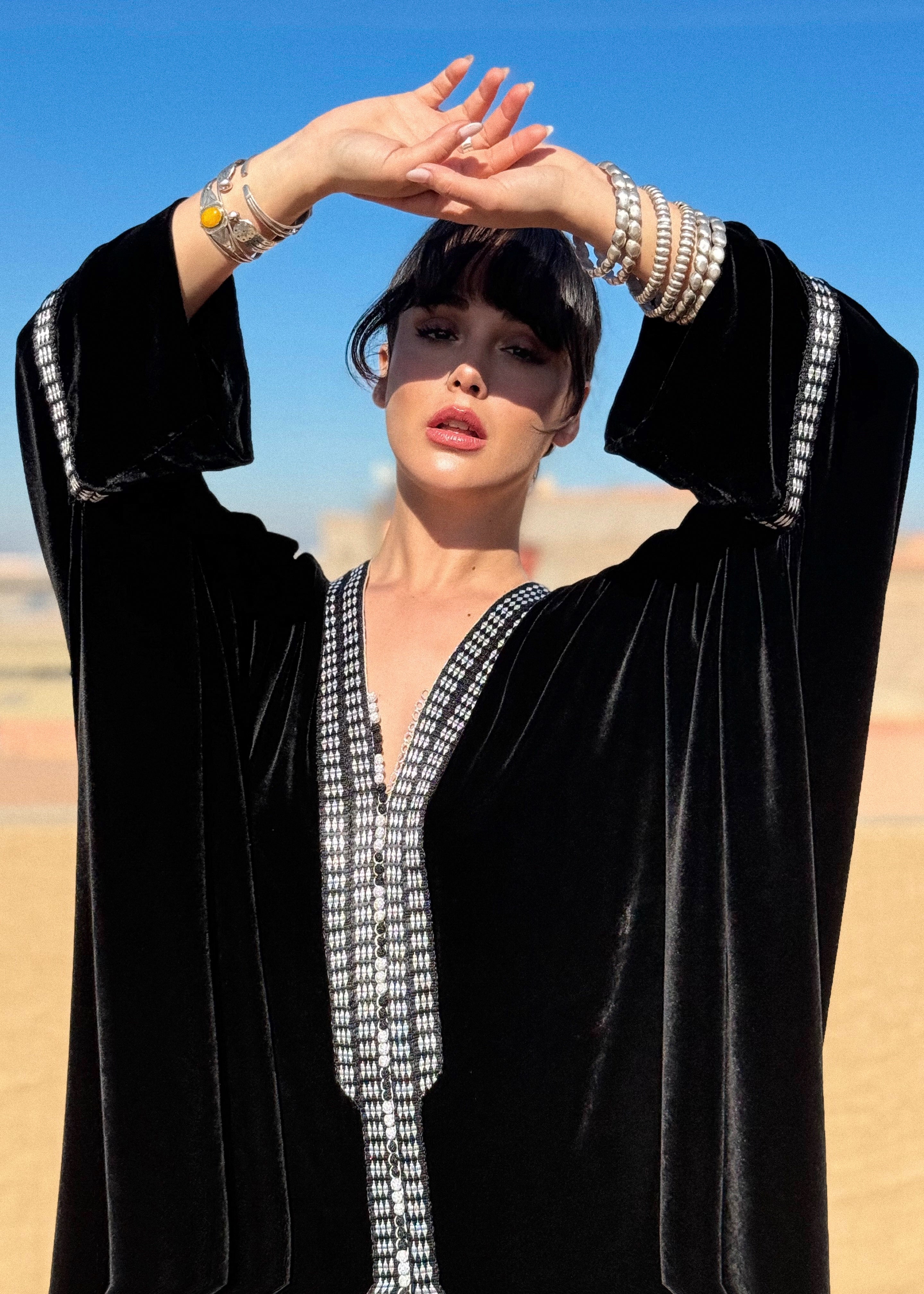 MARIA SILK VELVET KAFTAN