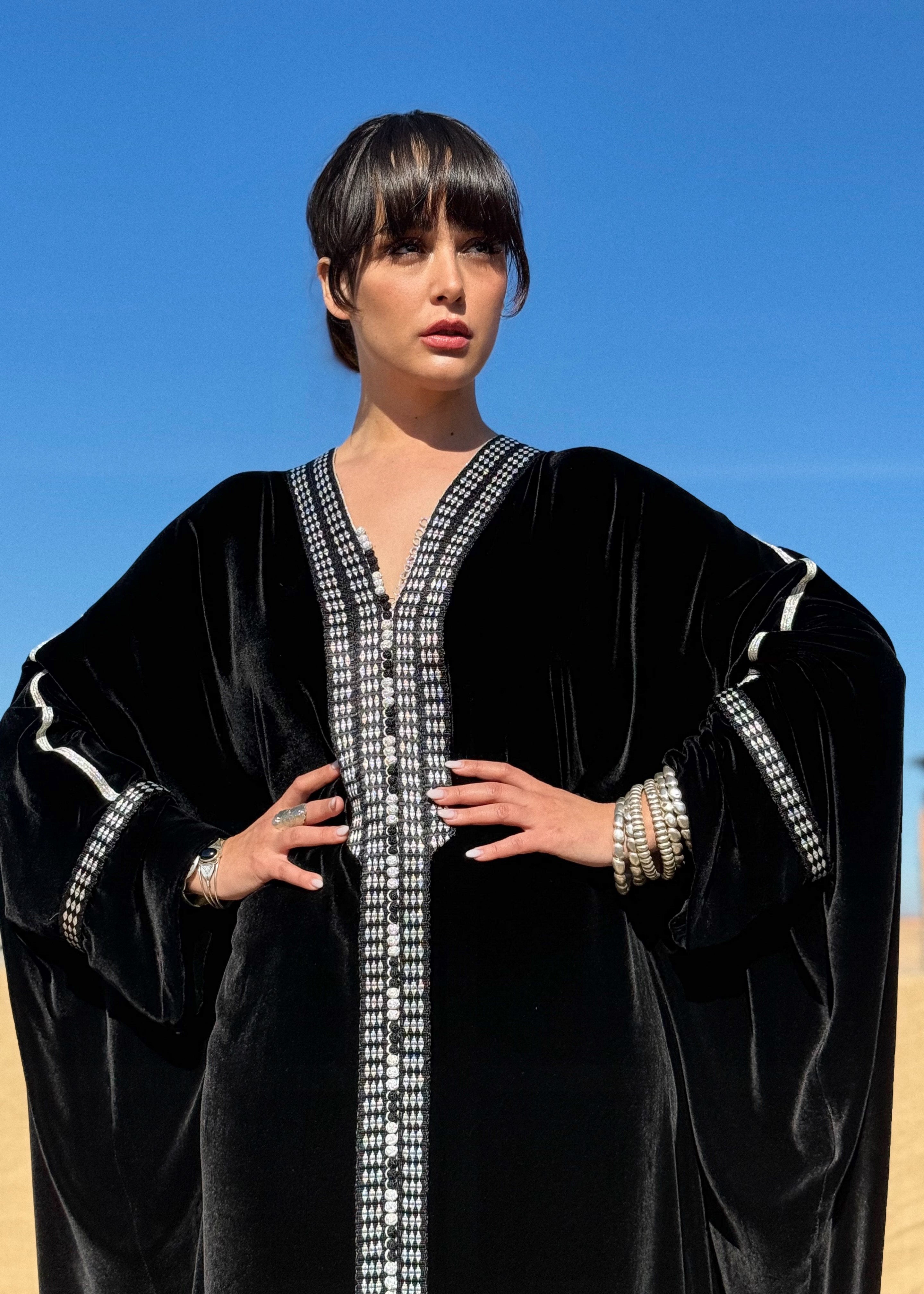 MARIA SILK VELVET KAFTAN