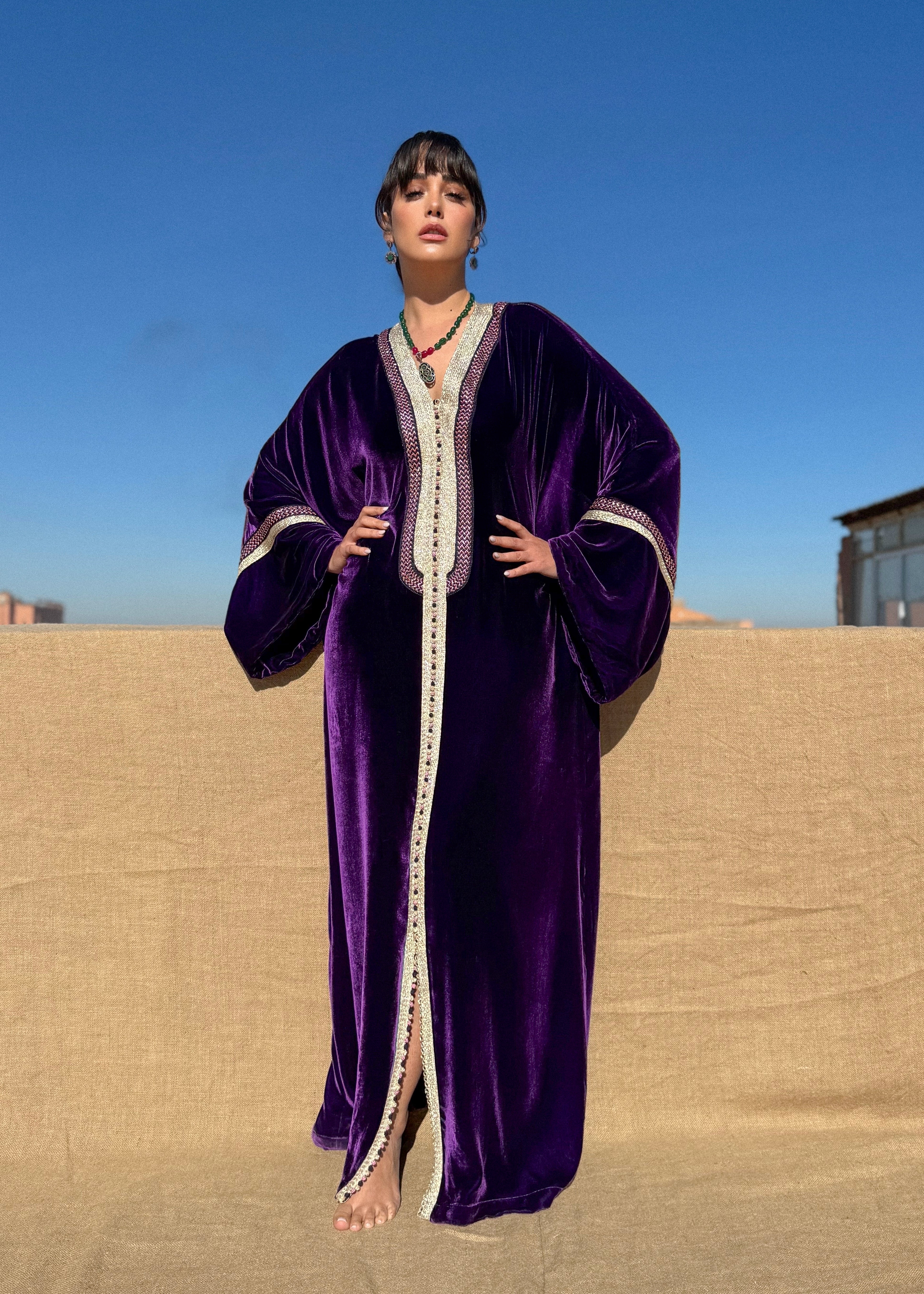REHAM SILK VELVET KAFTAN