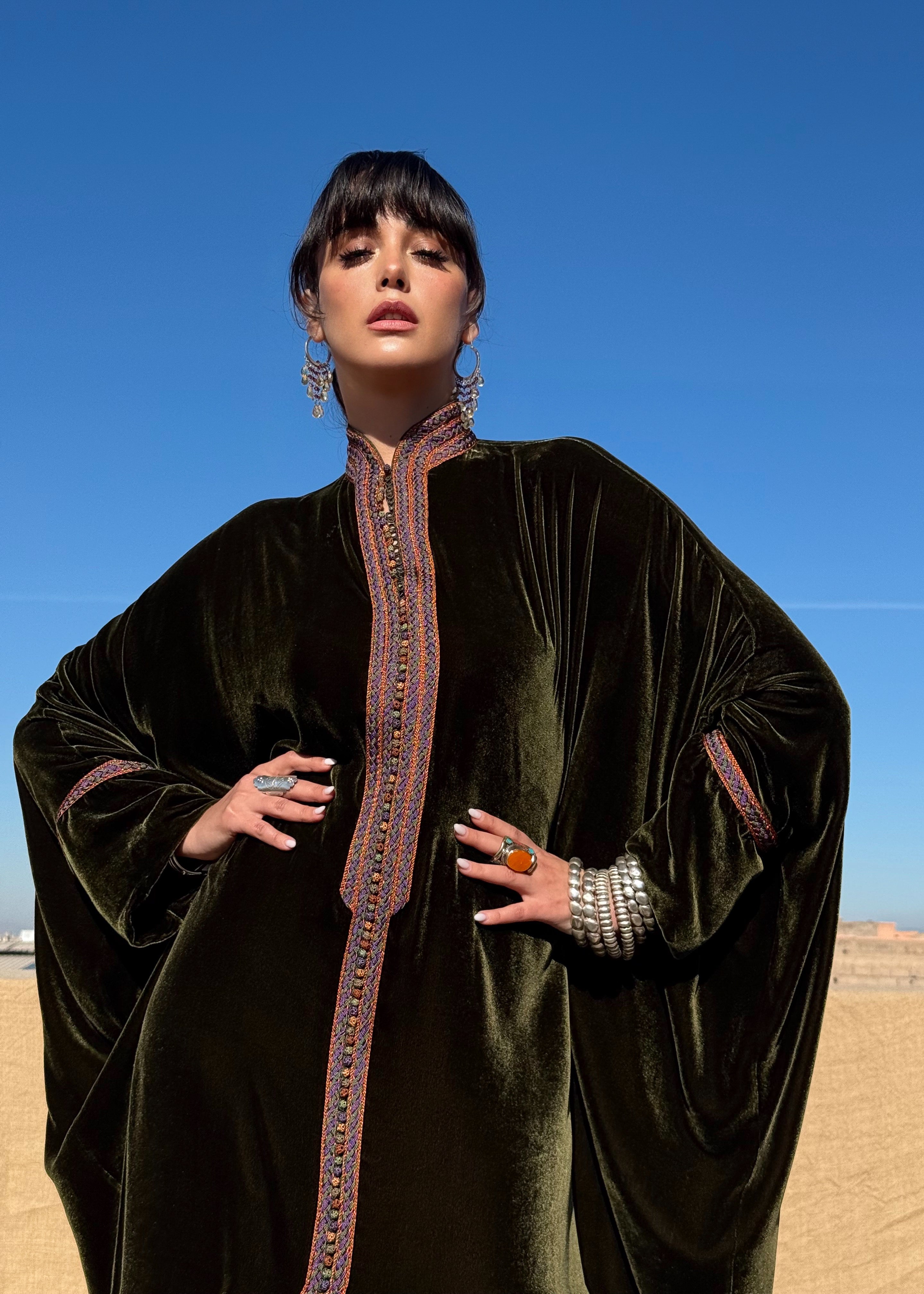 RASHA OVERSIZED SILK VELVET KAFTAN