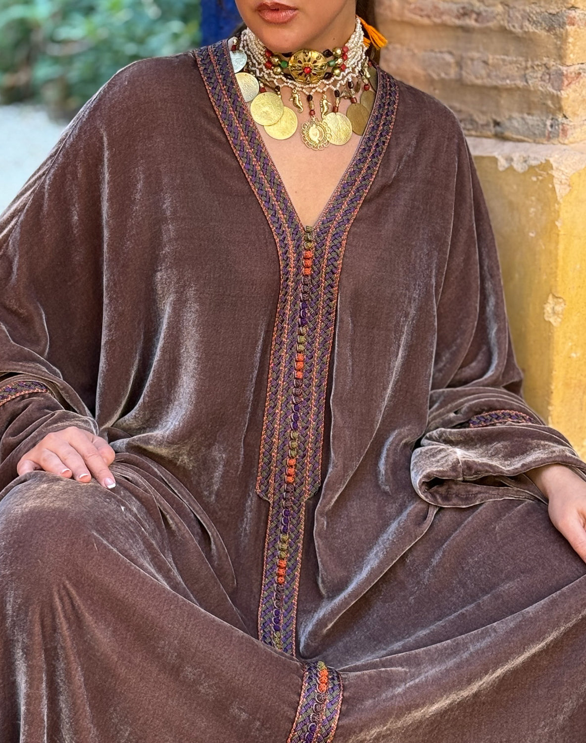 GAIA SILK VELVET KAFTAN