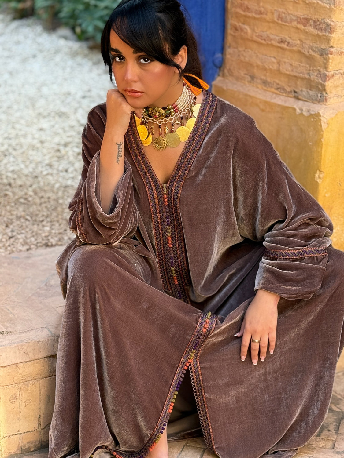 GAIA SILK VELVET KAFTAN