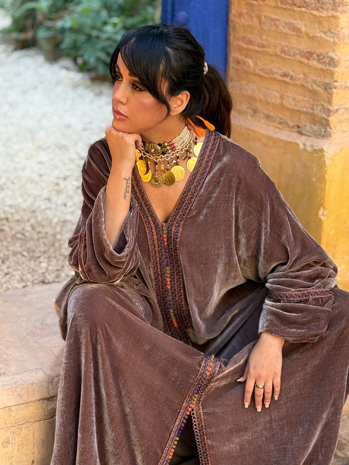 GAIA SILK VELVET KAFTAN