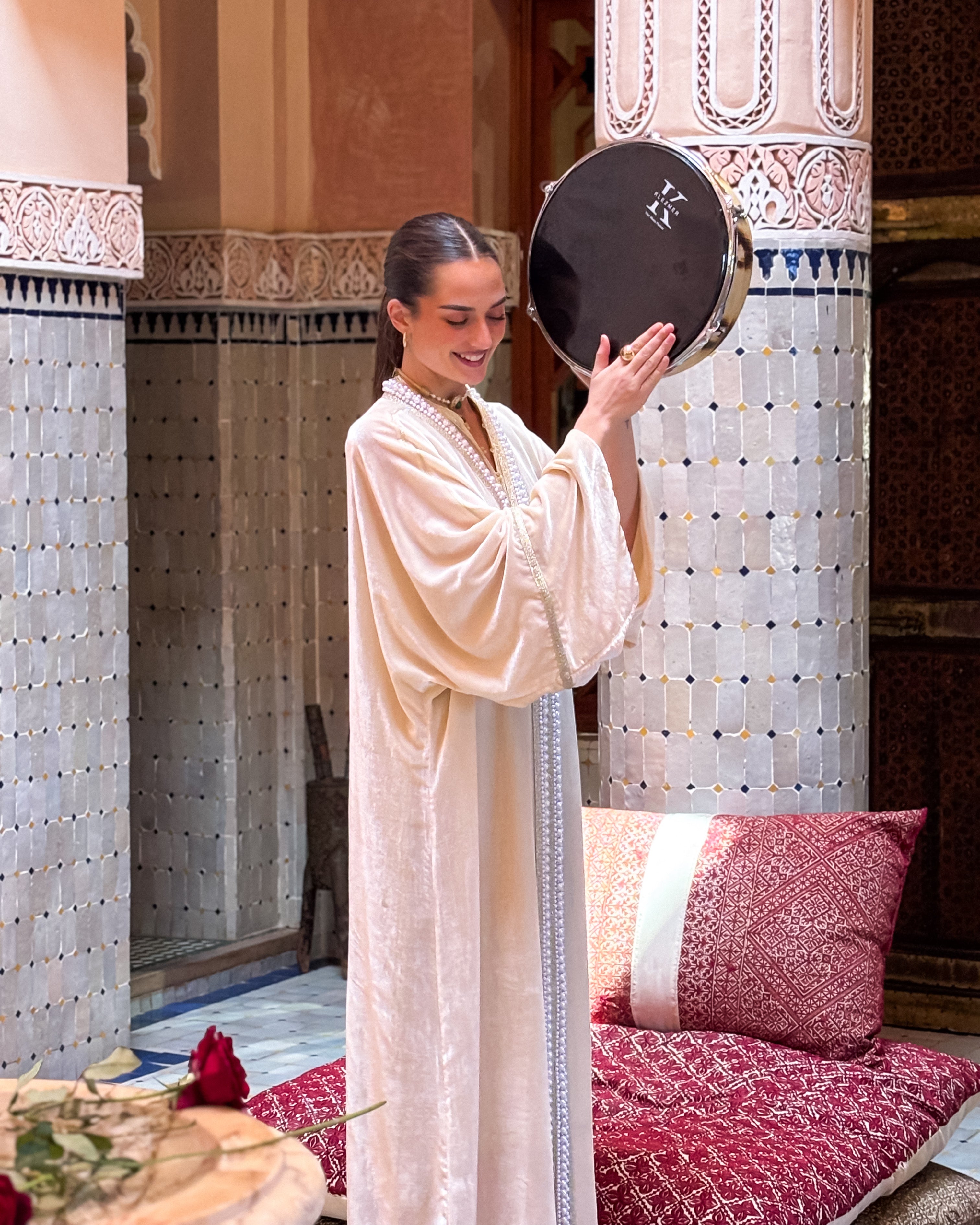 YASNA SILK VELVET PEARLS KAFTAN