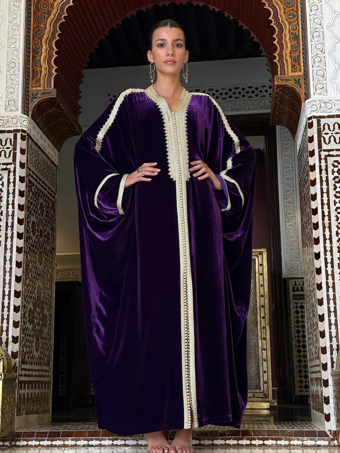 YASIRA SILK VELVET KAFTAN