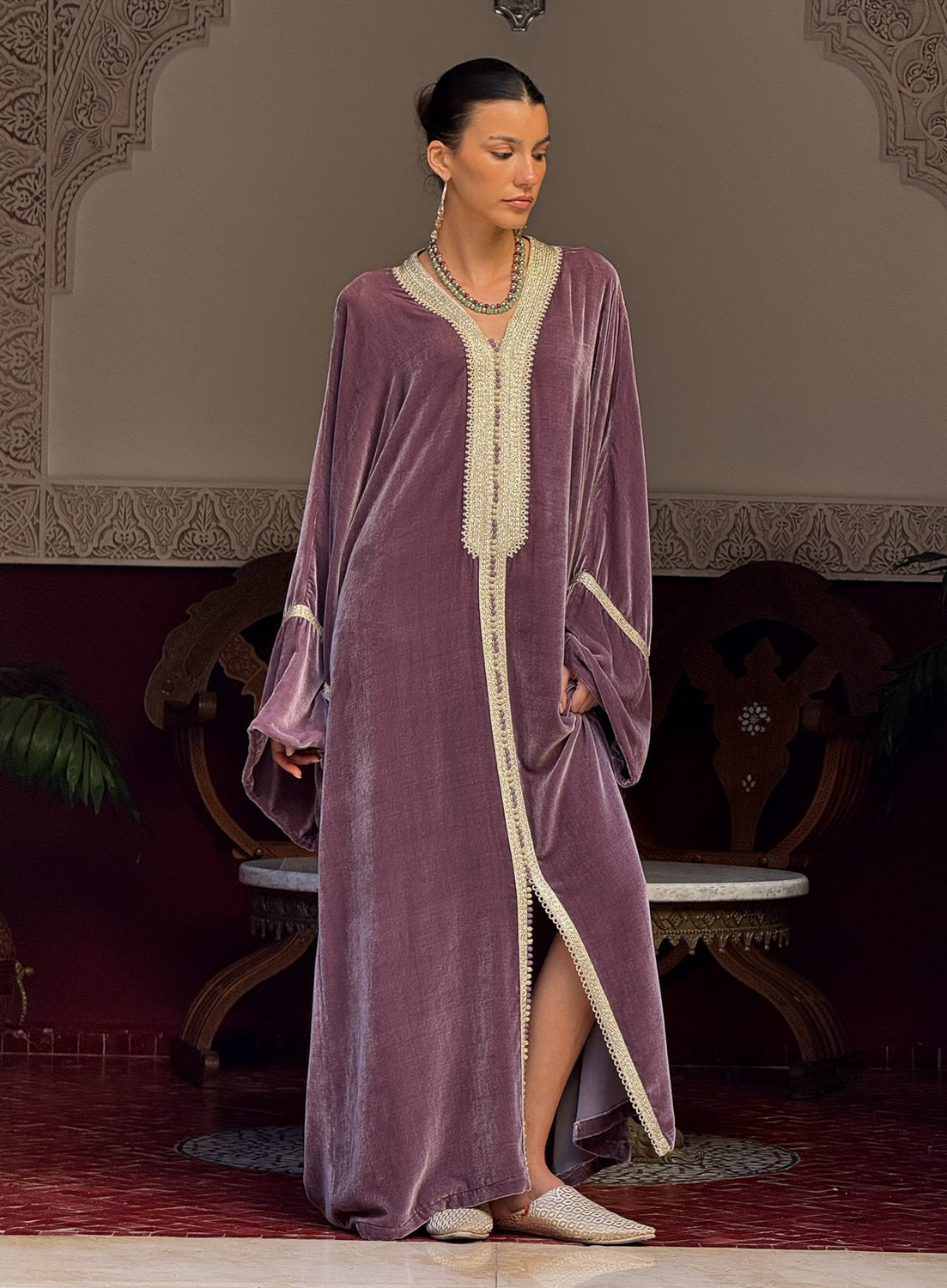 HANEEM SILK VELVET KAFTAN