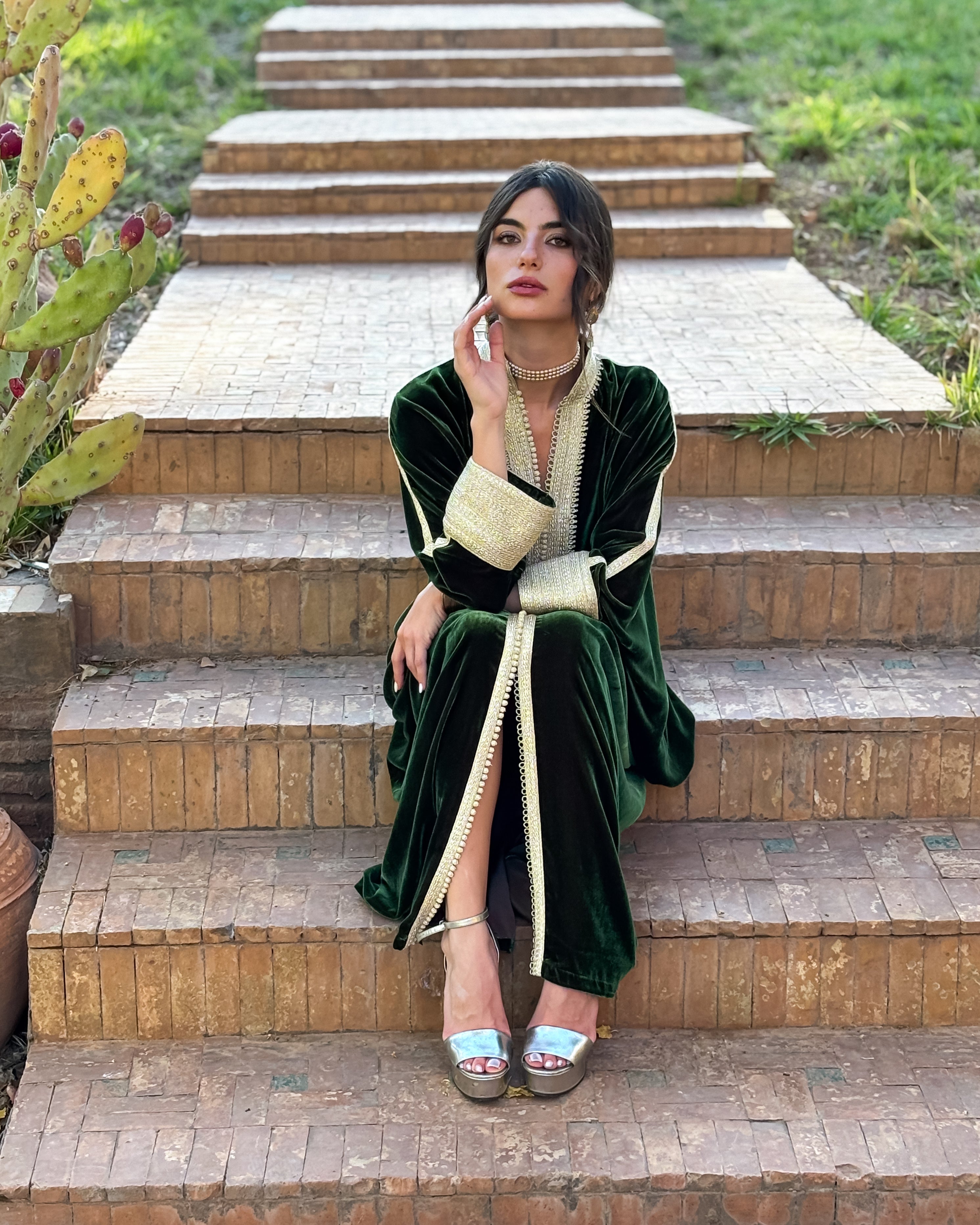 NOURANE SILK VELVET KAFTAN