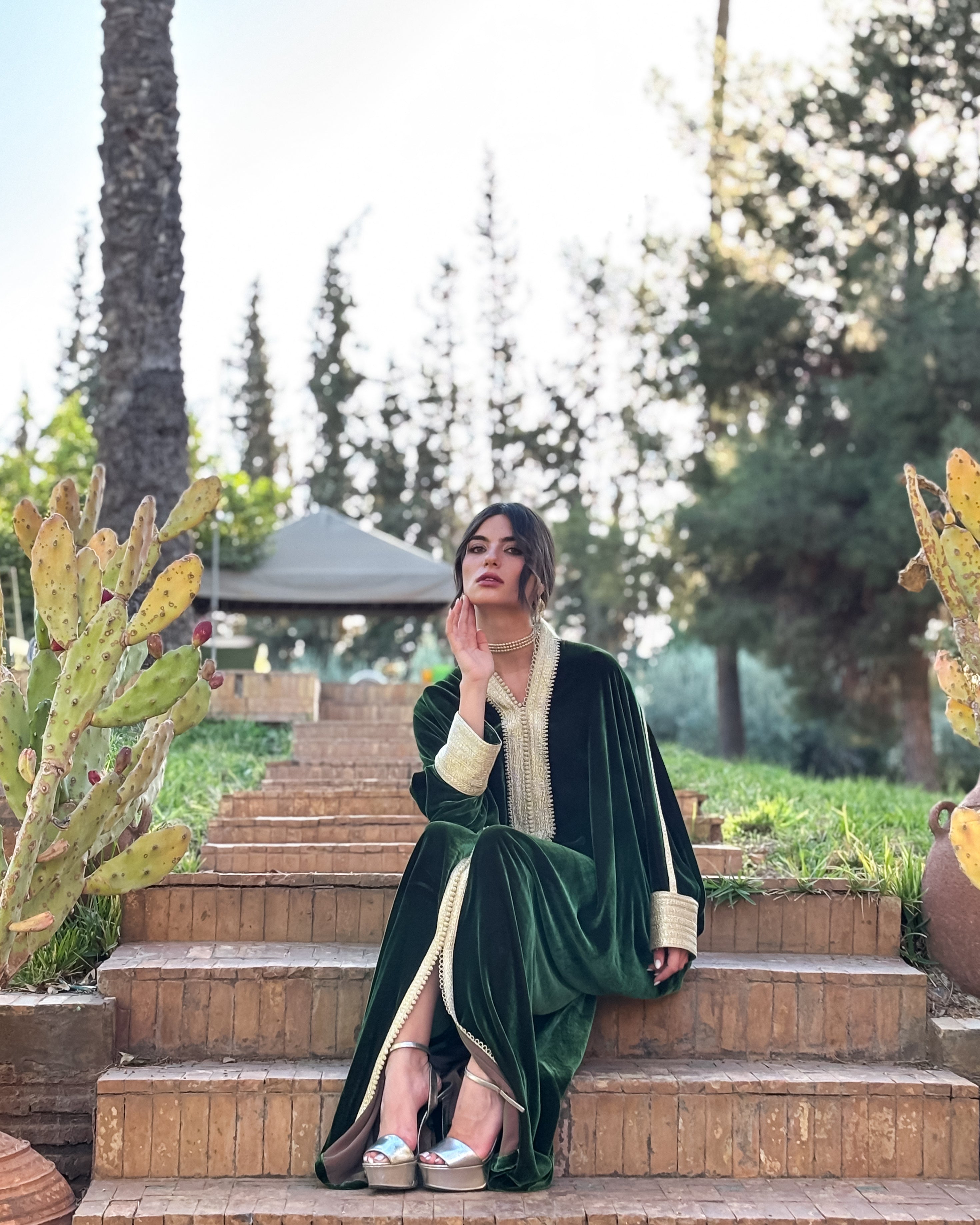 NOURANE SILK VELVET KAFTAN