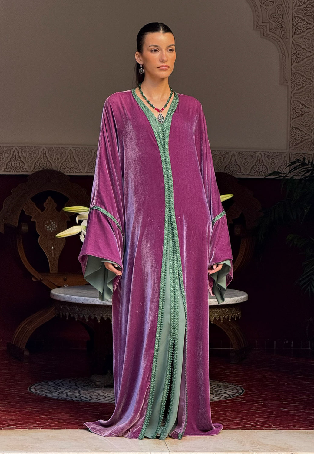 SALSAB TWO-PIECE SILK VELVET KAFTAN