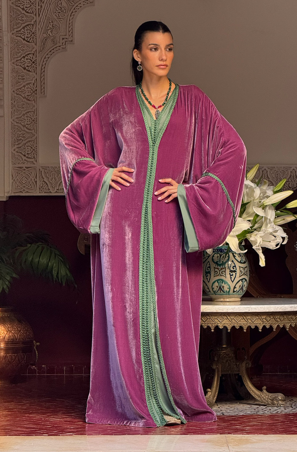 SALSAB TWO-PIECE SILK VELVET KAFTAN