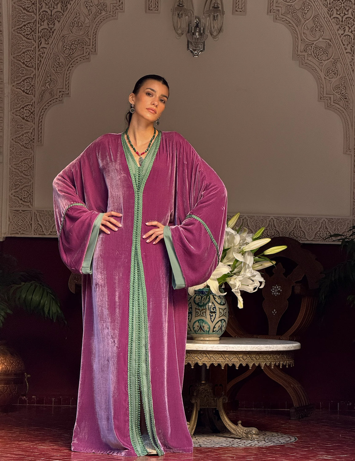 SALSAB TWO-PIECE SILK VELVET KAFTAN
