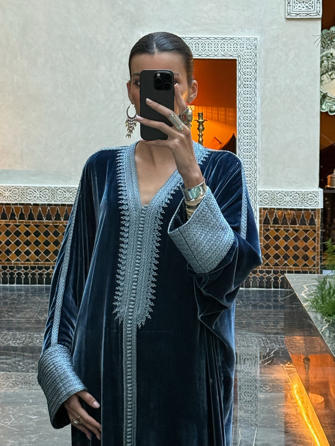 TASNIRA SILK VELVET KAFTAN
