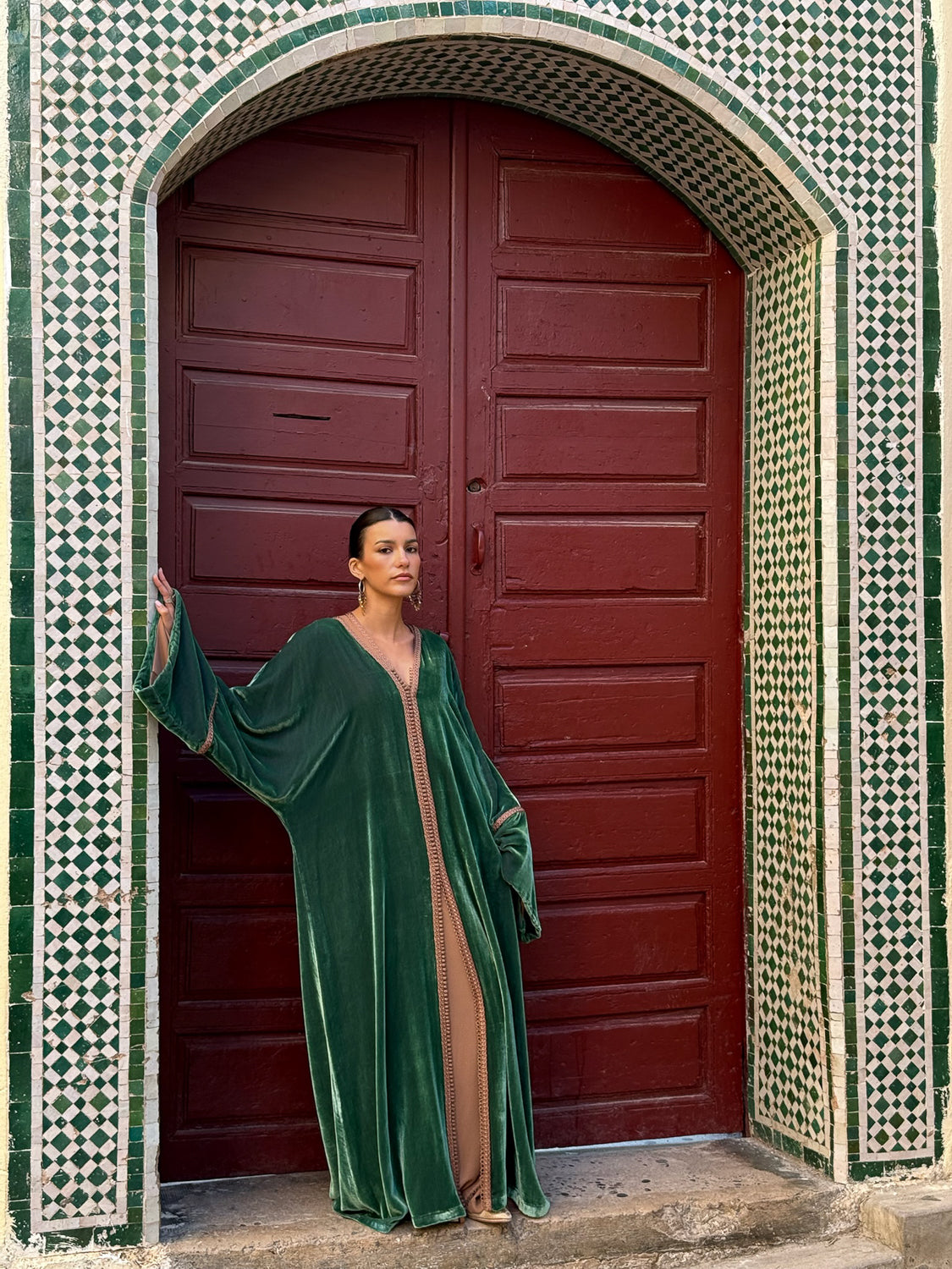 AIDA TWO-PIECE SILK VELVET KAFTAN