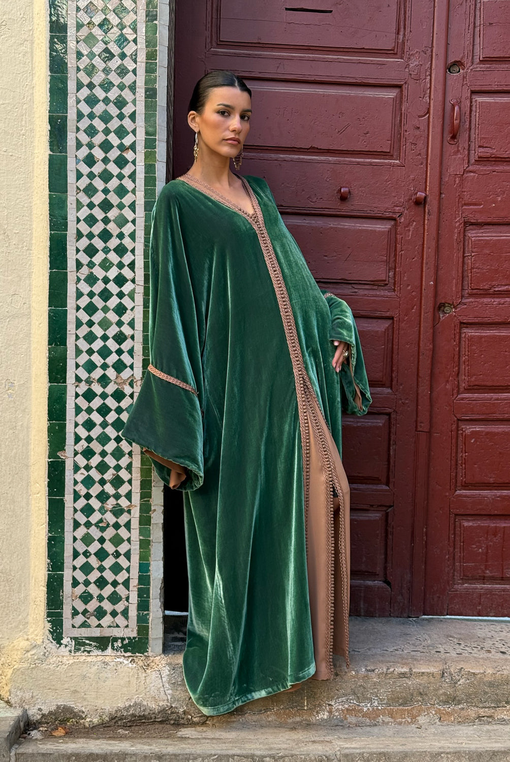 AIDA TWO-PIECE SILK VELVET KAFTAN