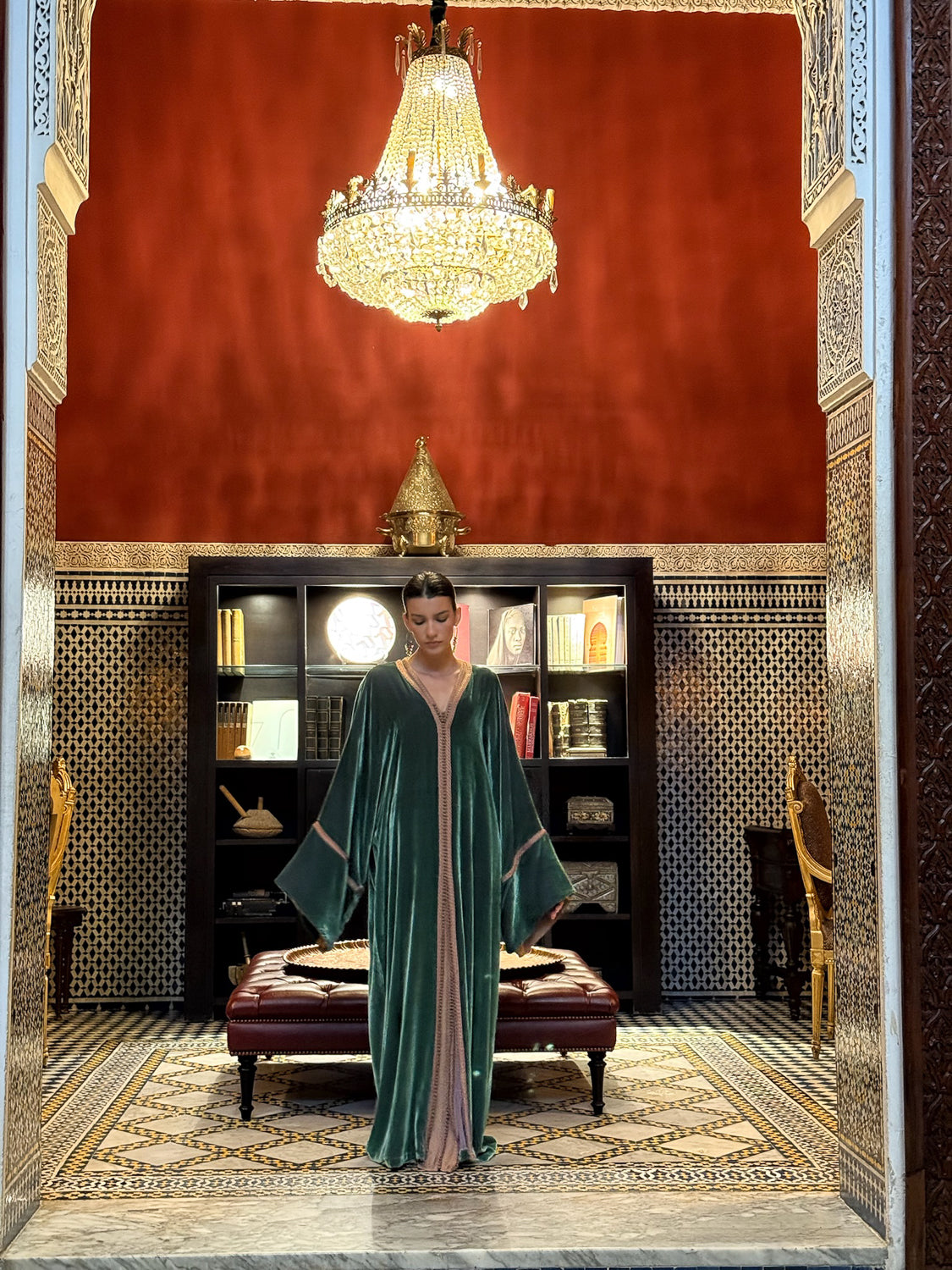 AIDA TWO-PIECE SILK VELVET KAFTAN