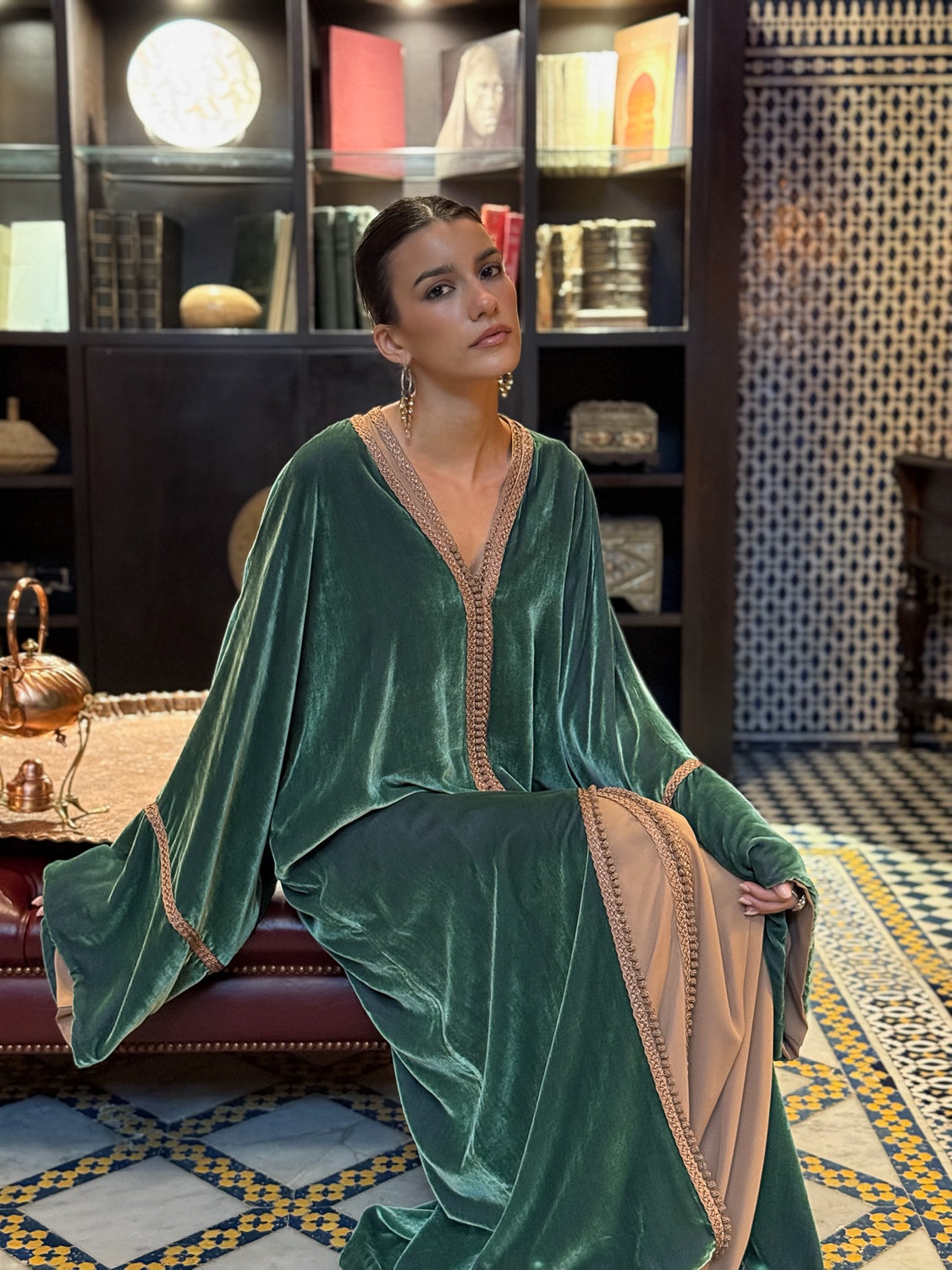 AIDA TWO-PIECE SILK VELVET KAFTAN