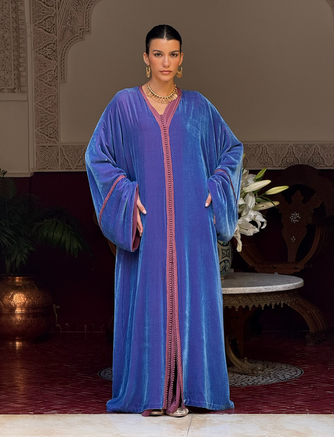 BASMA TWO-PIECE SILK VELVET KAFTAN