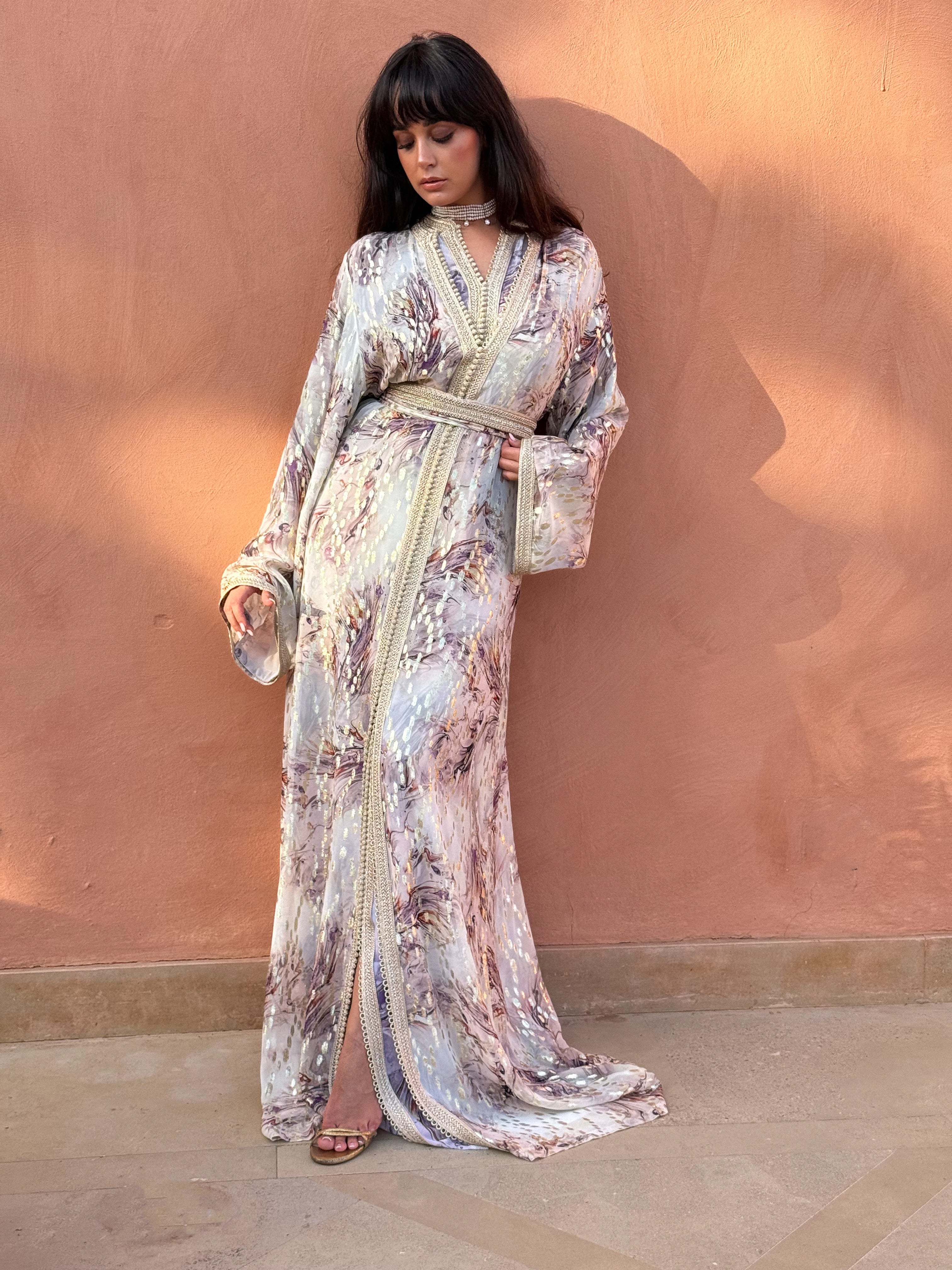 LOLOWA SILK CHIFFON KAFTAN