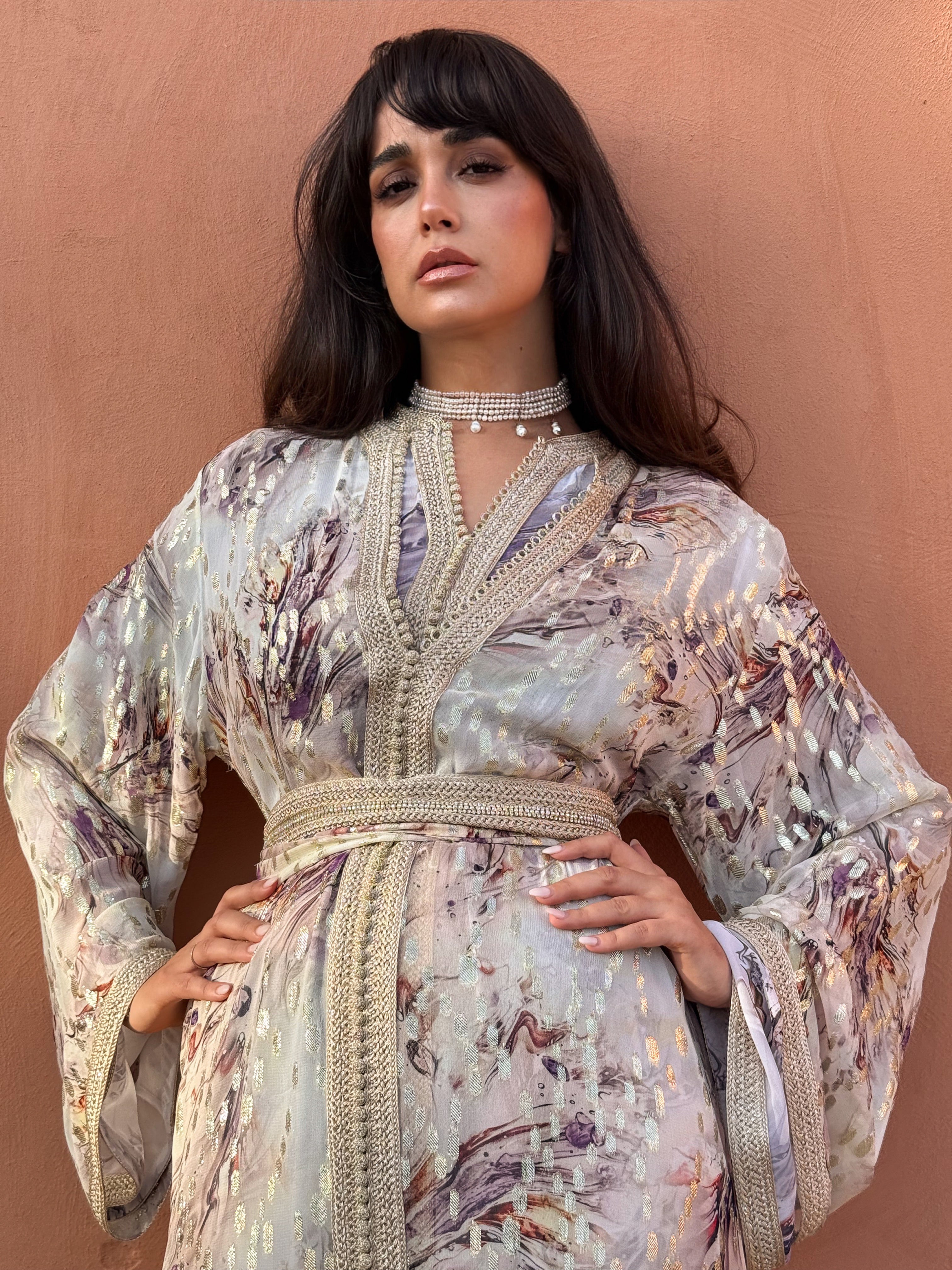 LOLOWA SILK CHIFFON KAFTAN