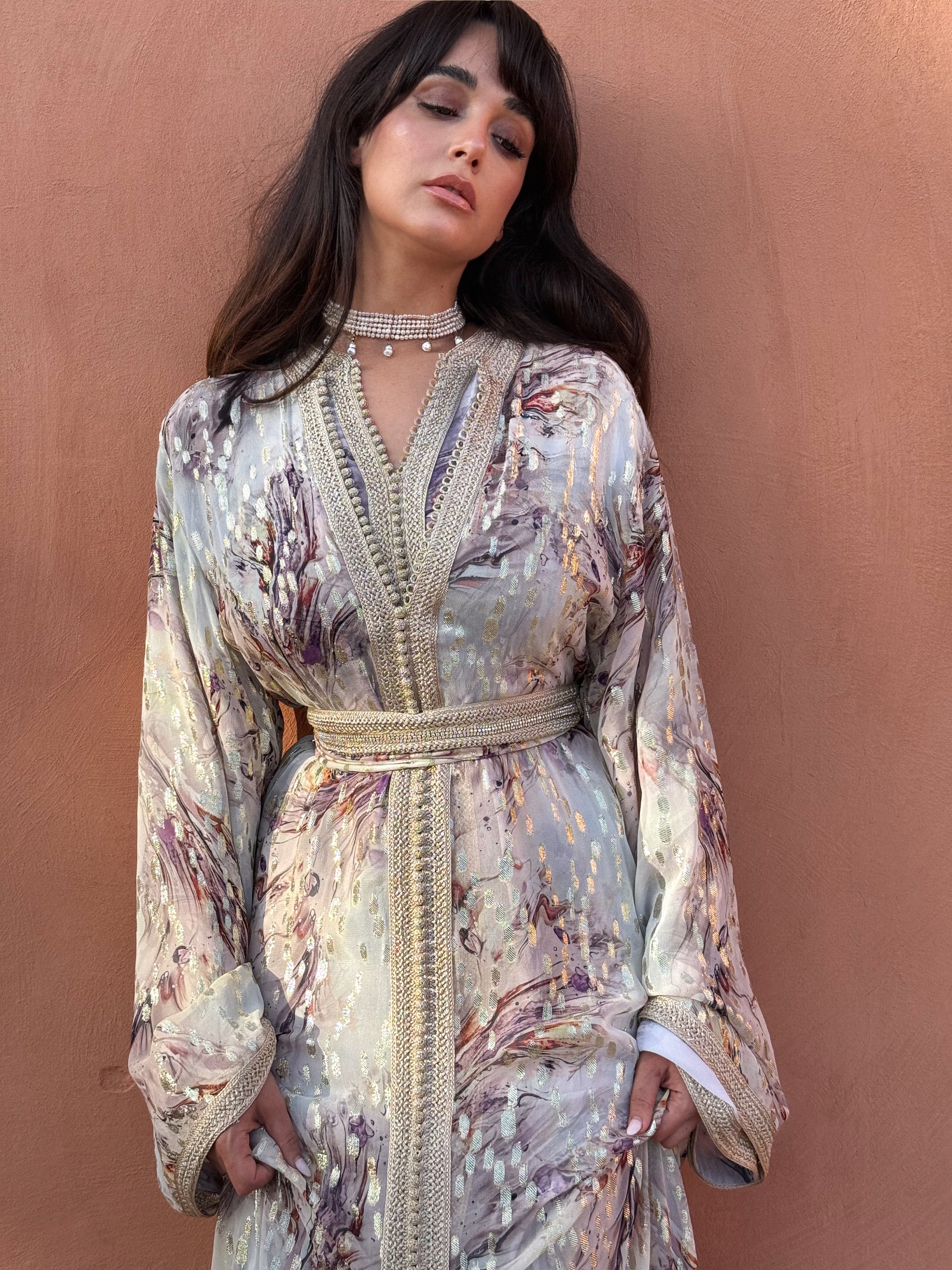 LOLOWA SILK CHIFFON KAFTAN