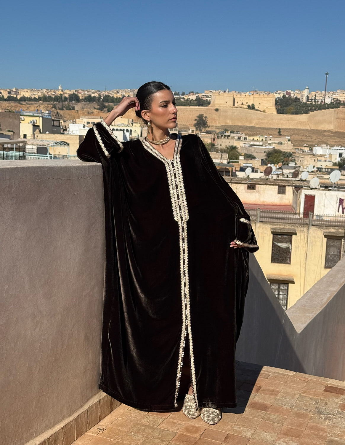 ANI SILK VELVET KAFTAN