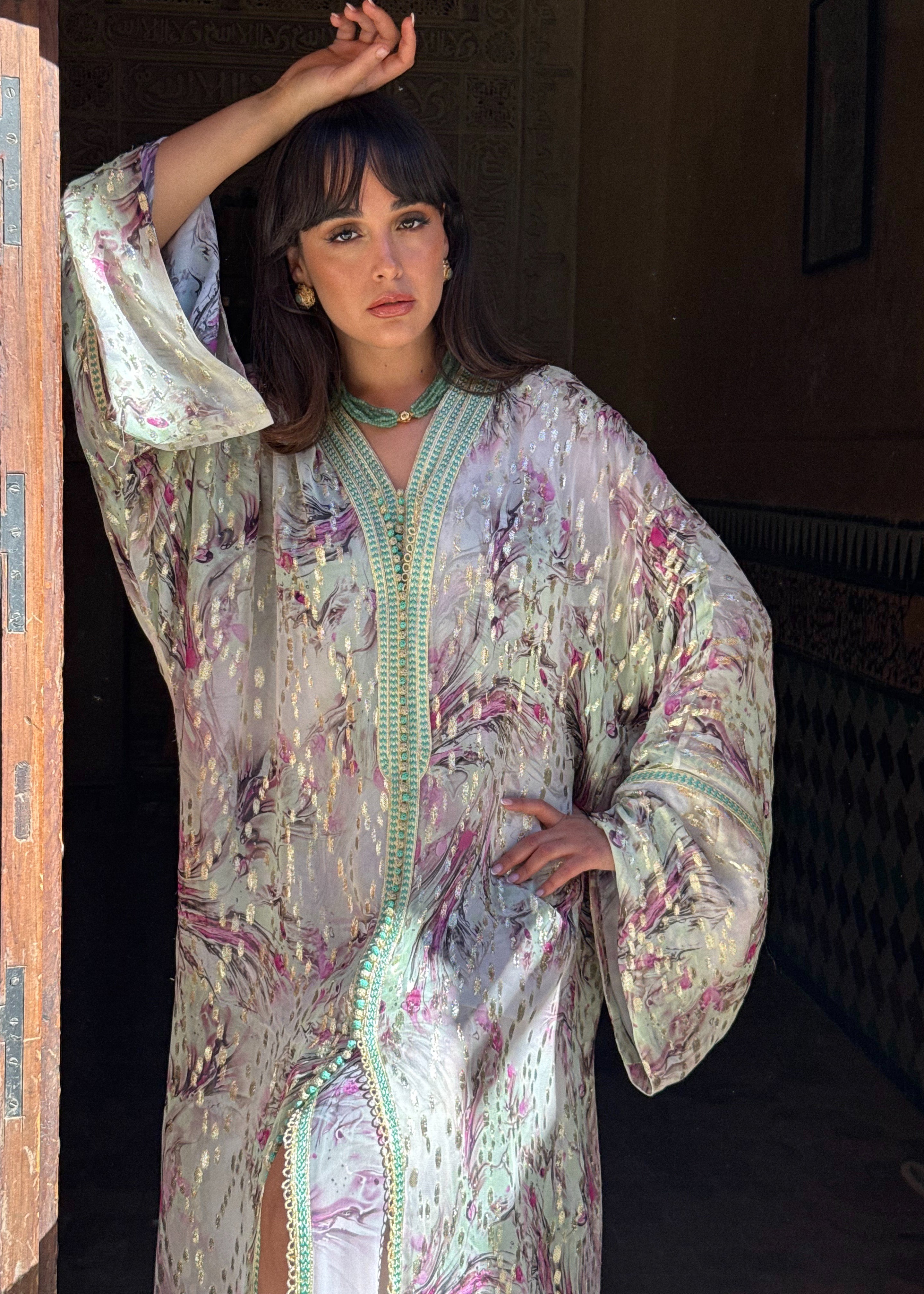 ZORA TWO-PIECE SILK CHIFFON KAFTAN
