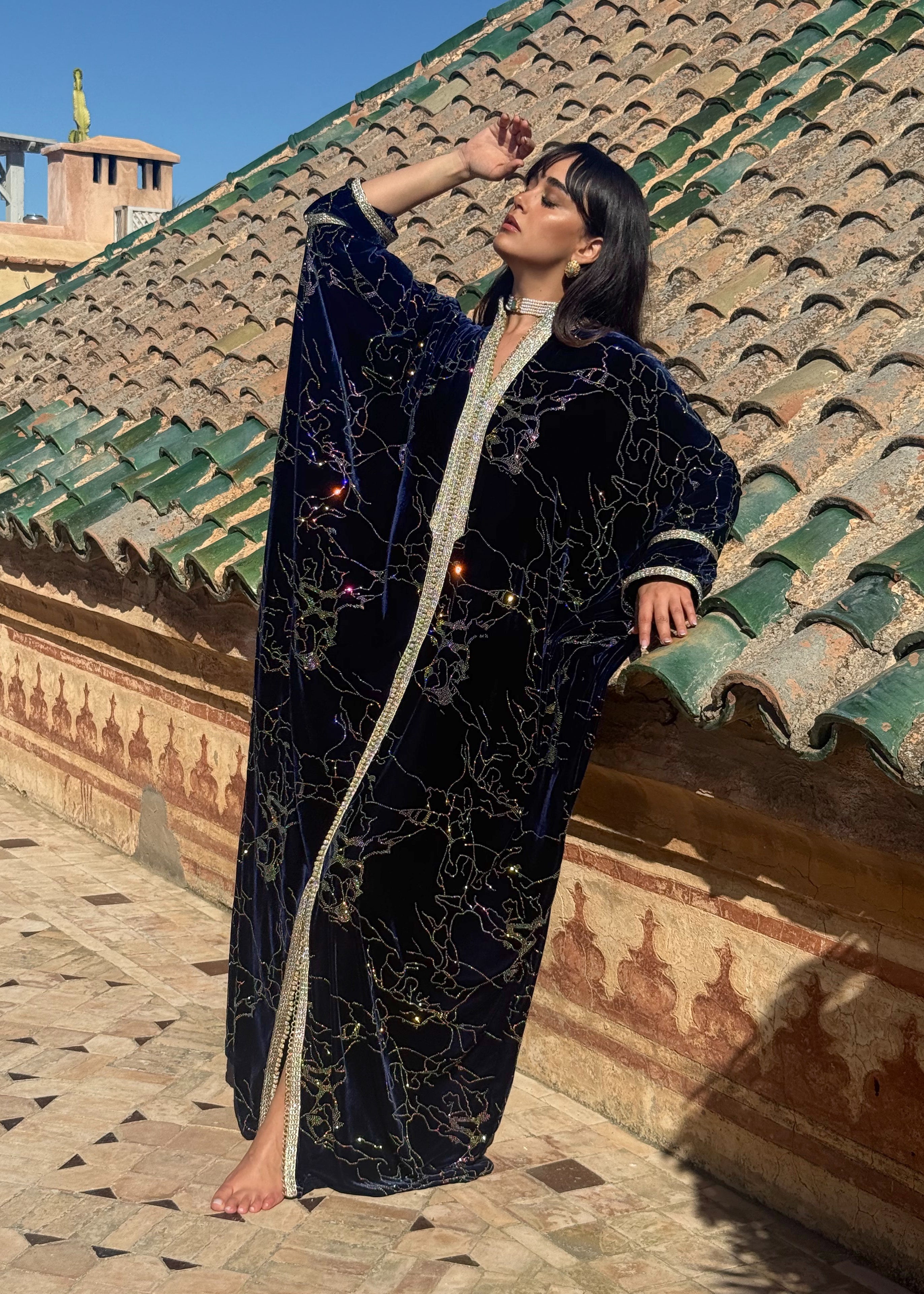 RAMYA SILK VELVET KAFTAN