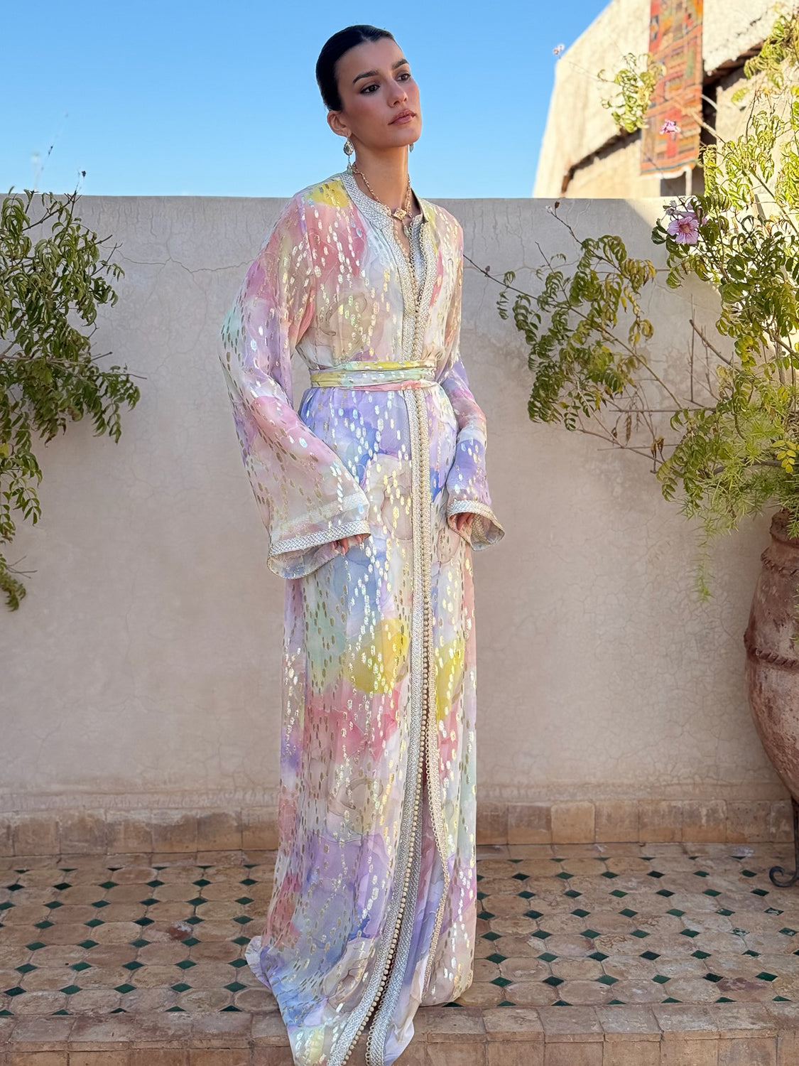 BAHIRA 2-PIECE SILK KAFTAN